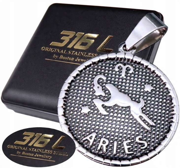 

Srebrny Medalik Medalion Znak Zodiaku Baran 316L