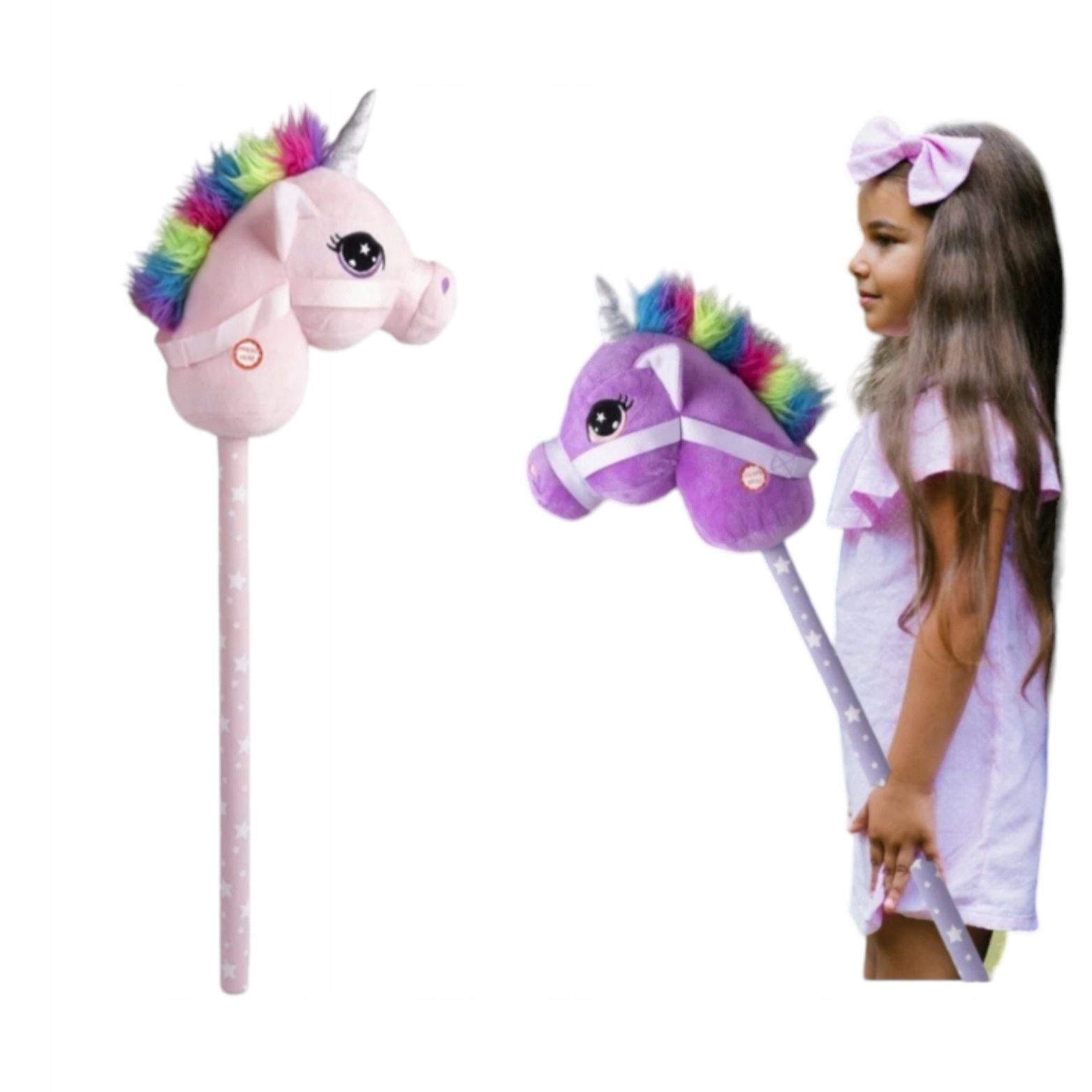 HLAVA KOŇA JEDNOROŽCA PLYŠ NA PALICI ZVUKY HOBBY HORSE NEW!