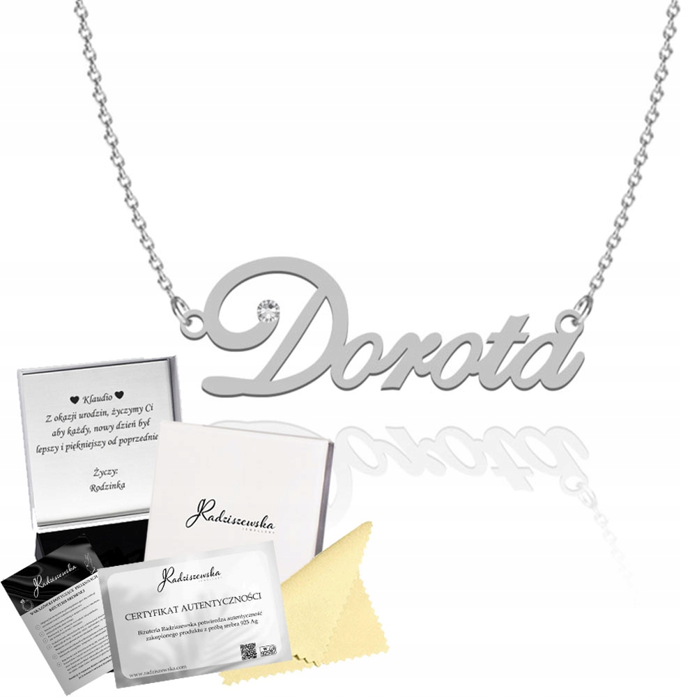 Stříbrný náhrdelník s jménem Dorota Řetízek Dárek 925 Dedikace Bonus
