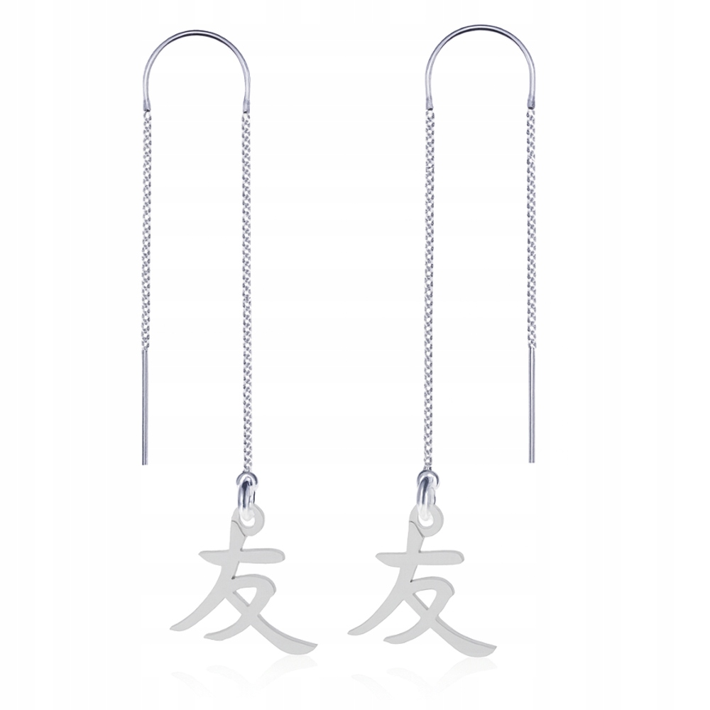 Kanji Japonské Znamení Přátelství Náušnice provlékací provlékací stříbro 925