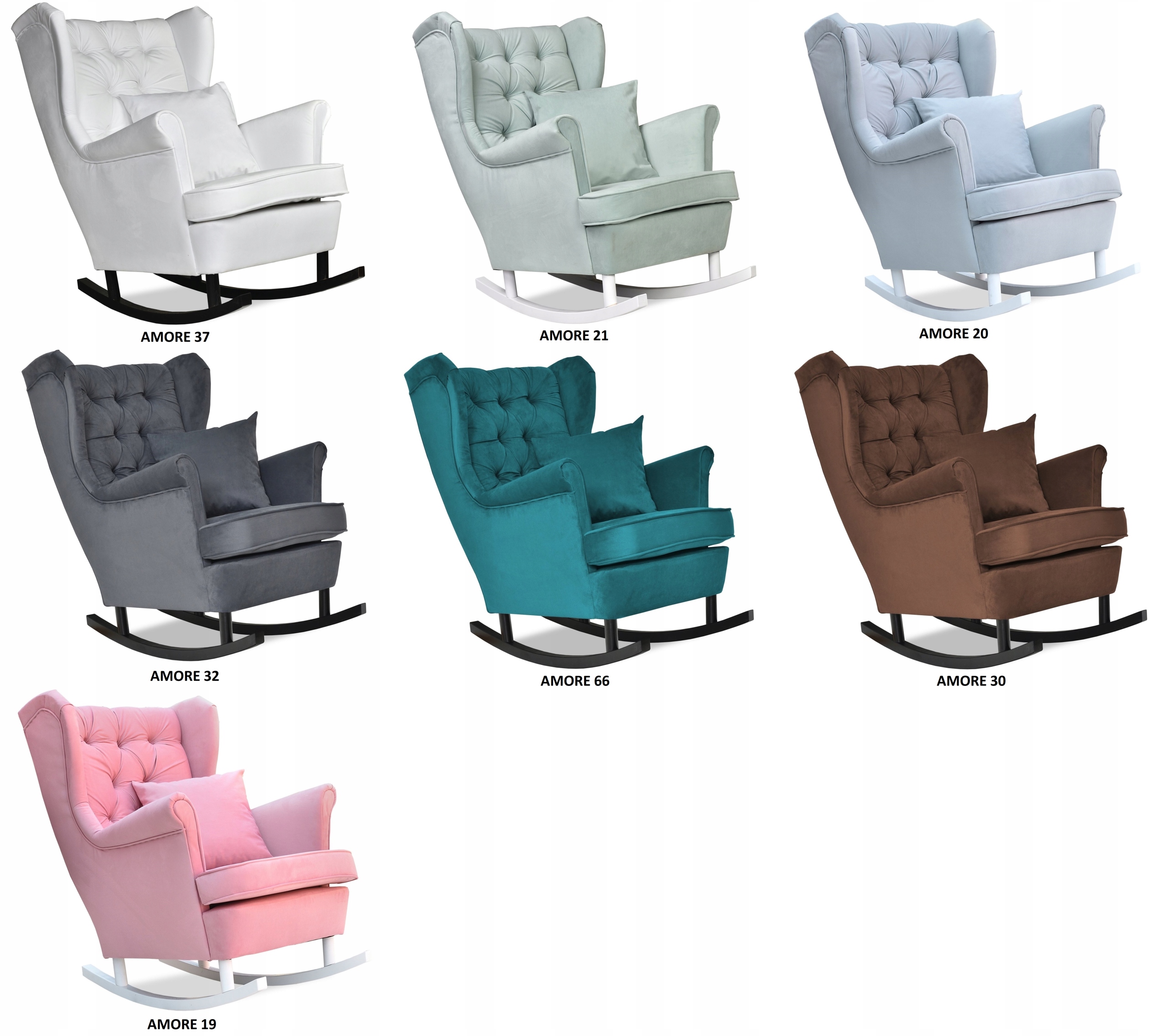 Fotel Gaja bujany uszak głęboko pikowany niebieski Kolor korpusu orzech ciemny