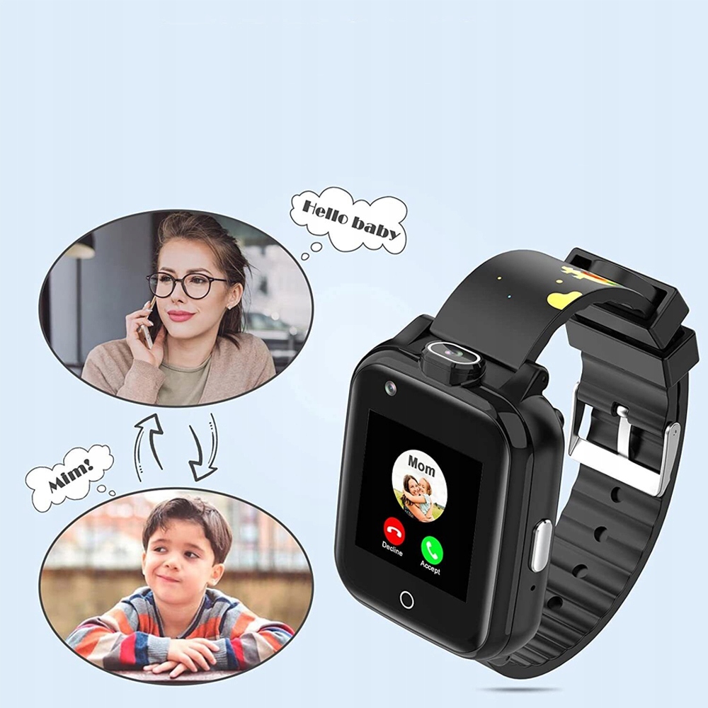 SMARTWATCH DLA DZIECI ZEGAREK 2-APARAT GPS SIM 4G CZARNY Model inny