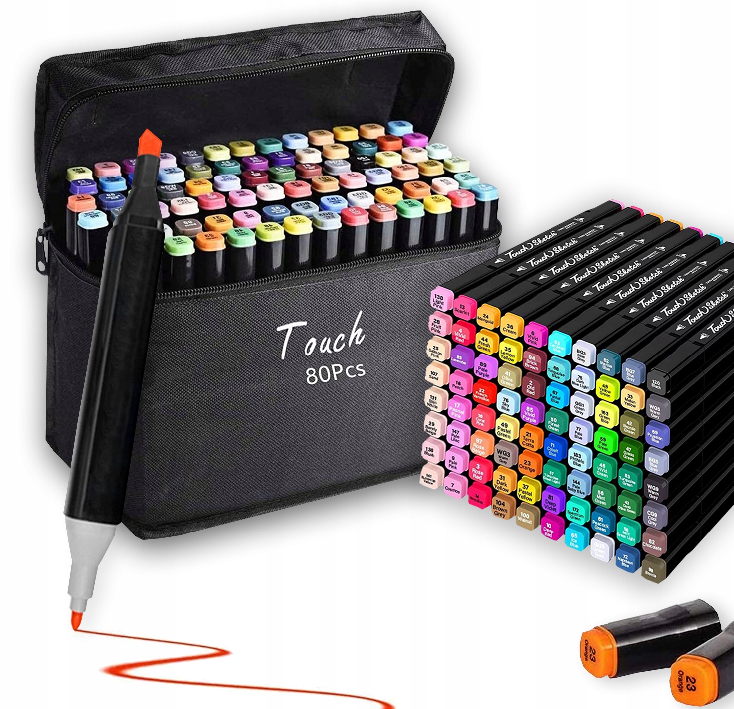 MARKERY FLAMASTRY PISAKI ALKOHOLOWE DWUSTRONNE PRO ZESTAW 80x 80SZT + TORBA