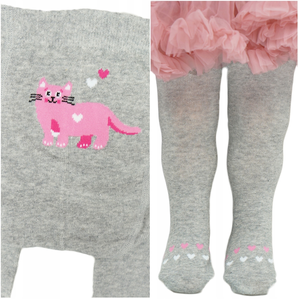 

Dziewczęce Rajstopy r.80-86 szare kot w.663