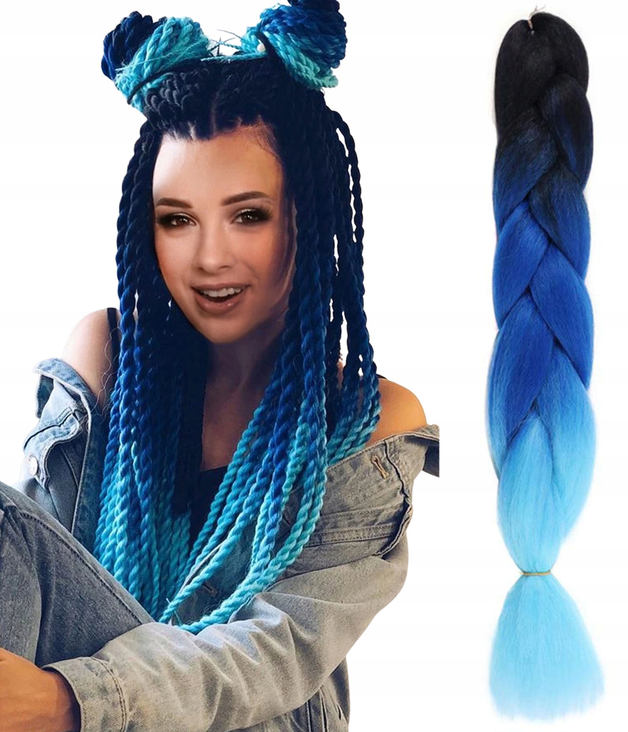 

Włosy syntetyczne kolorowe warkoczyki ombre blue