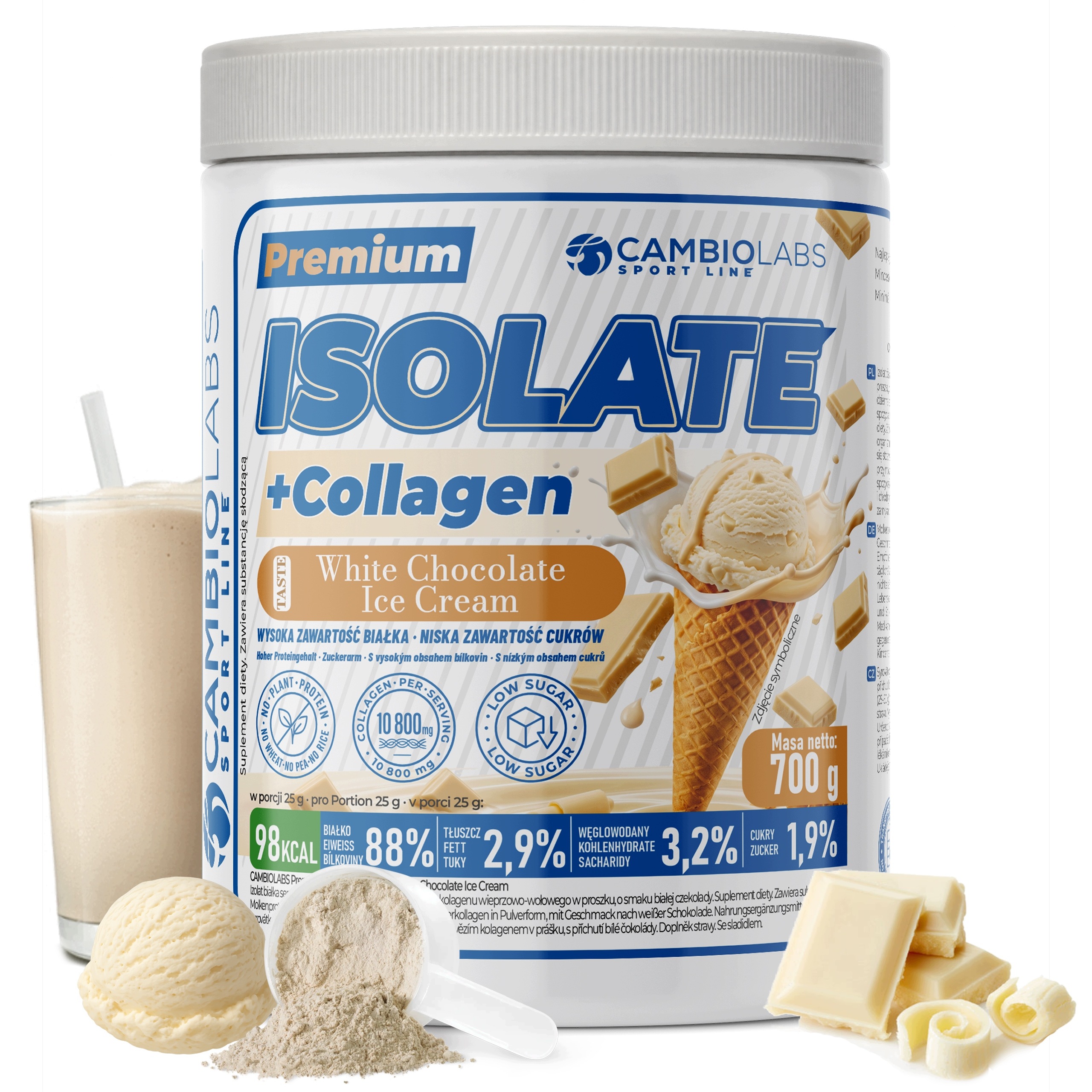 Proteinový izolát – kolagen 700 g Svaly Klouby Kůže Bílá Čokoláda