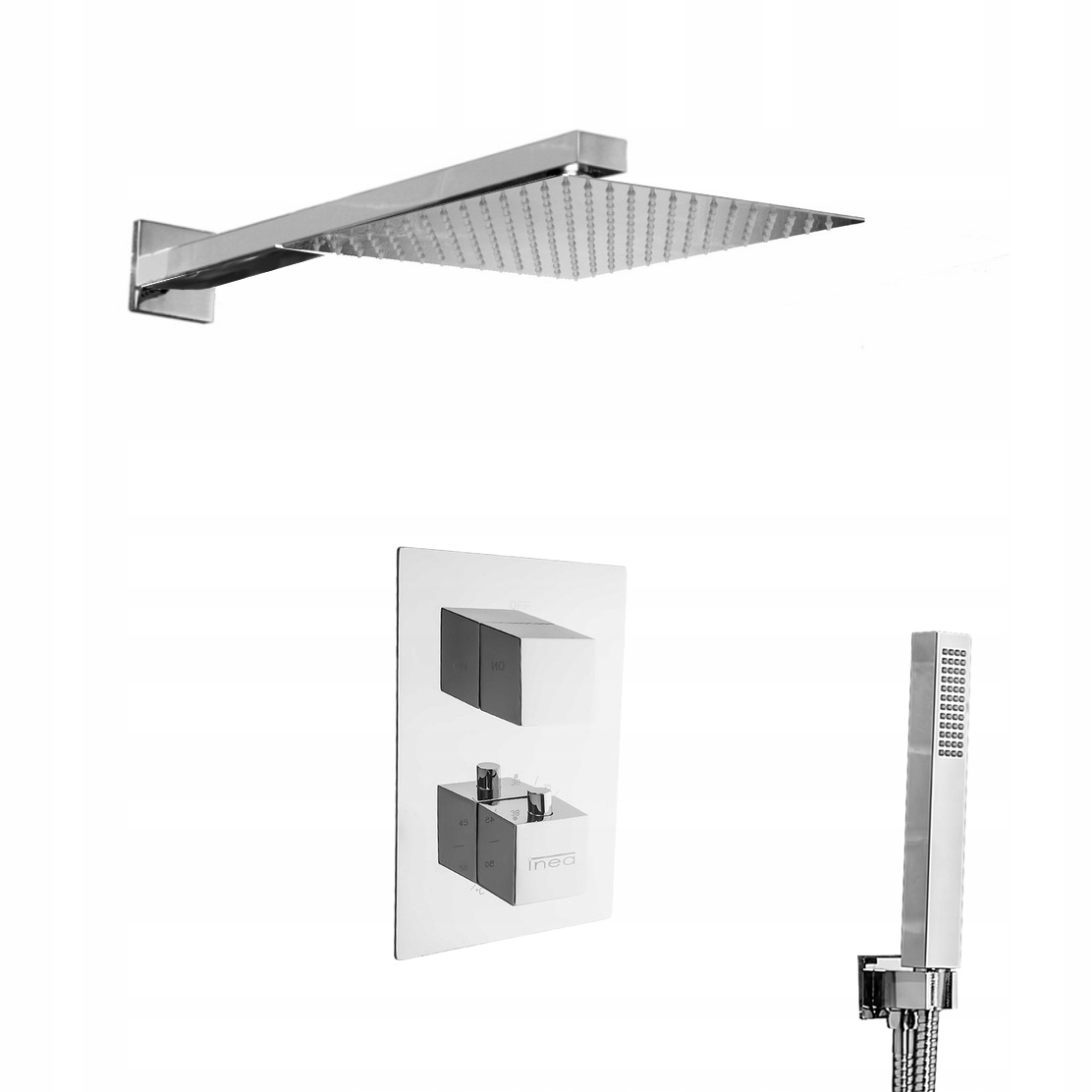 Sprchový set s termostatom, dažďová sprcha 20 cm