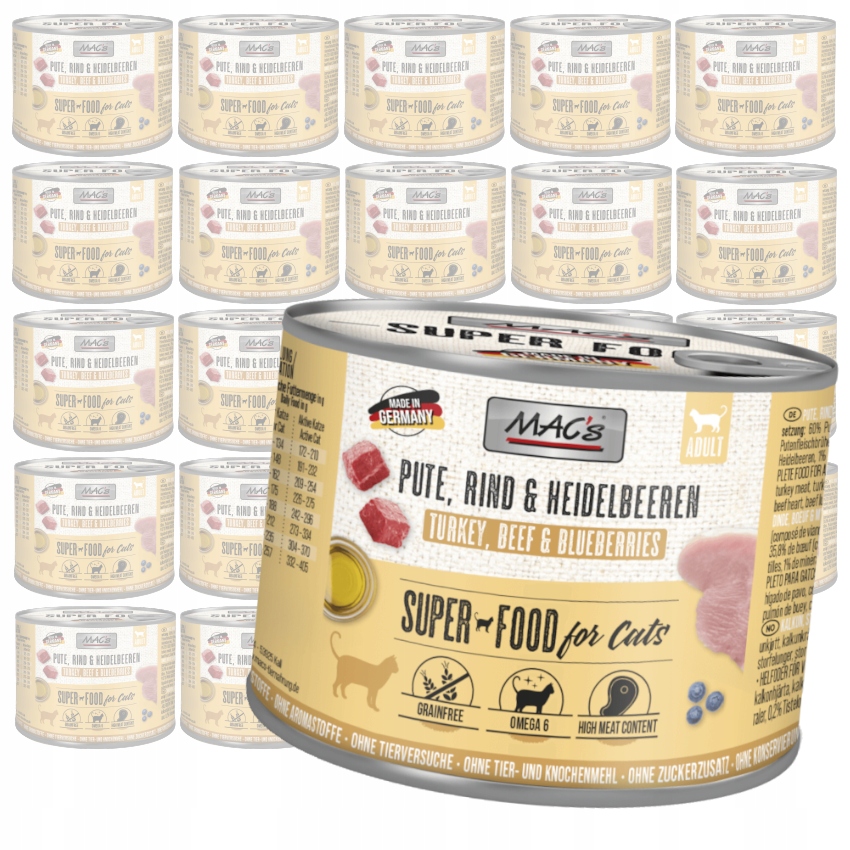 MAC's Cat Mokré Krmivo Pro Kočky Krůta , borůvky 24x200g