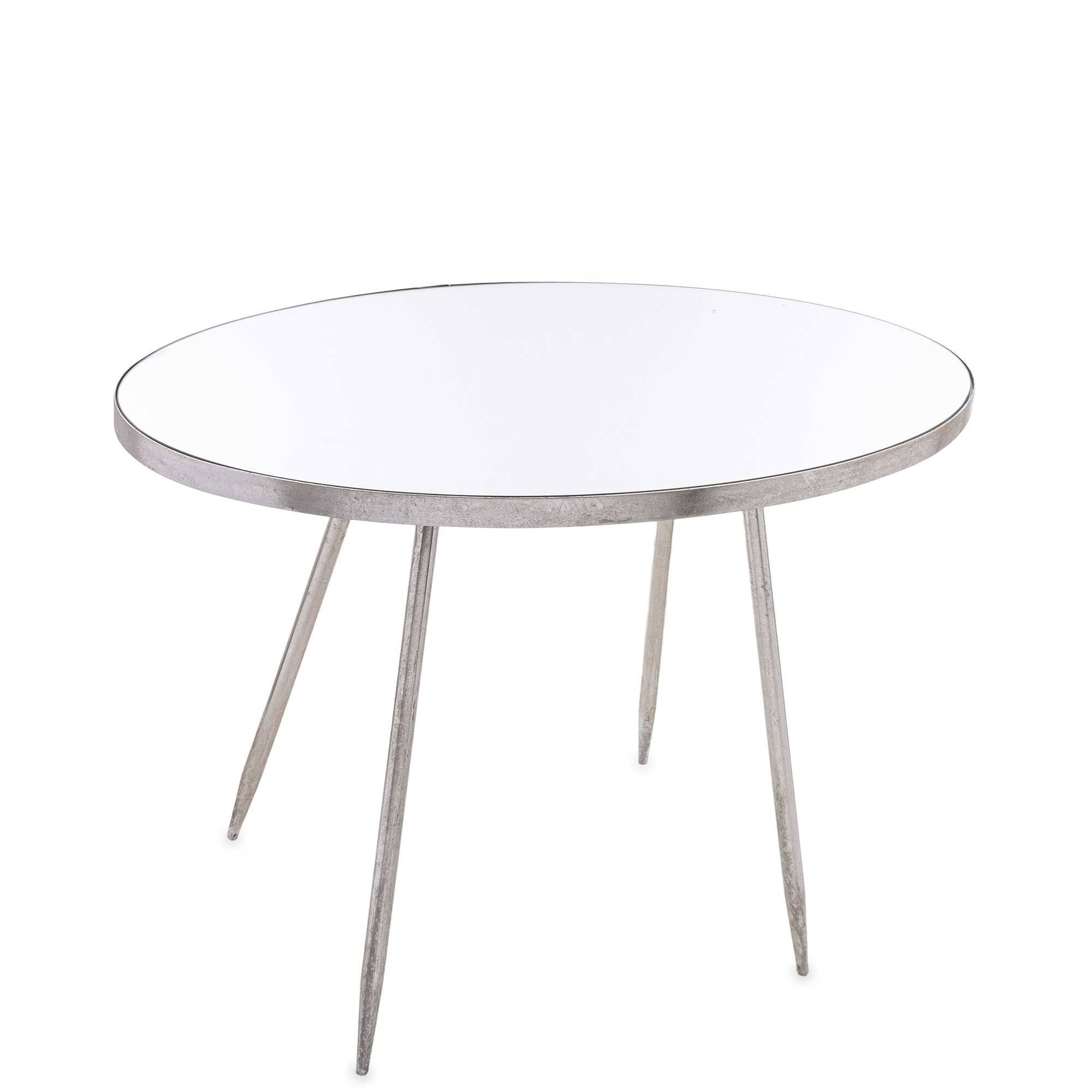 Kovový stolek stříbrná kávová lavička, dekorace do interiéru Loyd kulatý