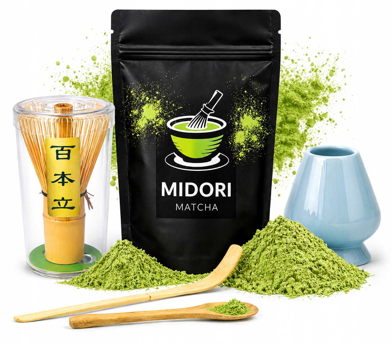 Sada japonská Matcha 100 g 4 doplňky dárková sada Naoshi