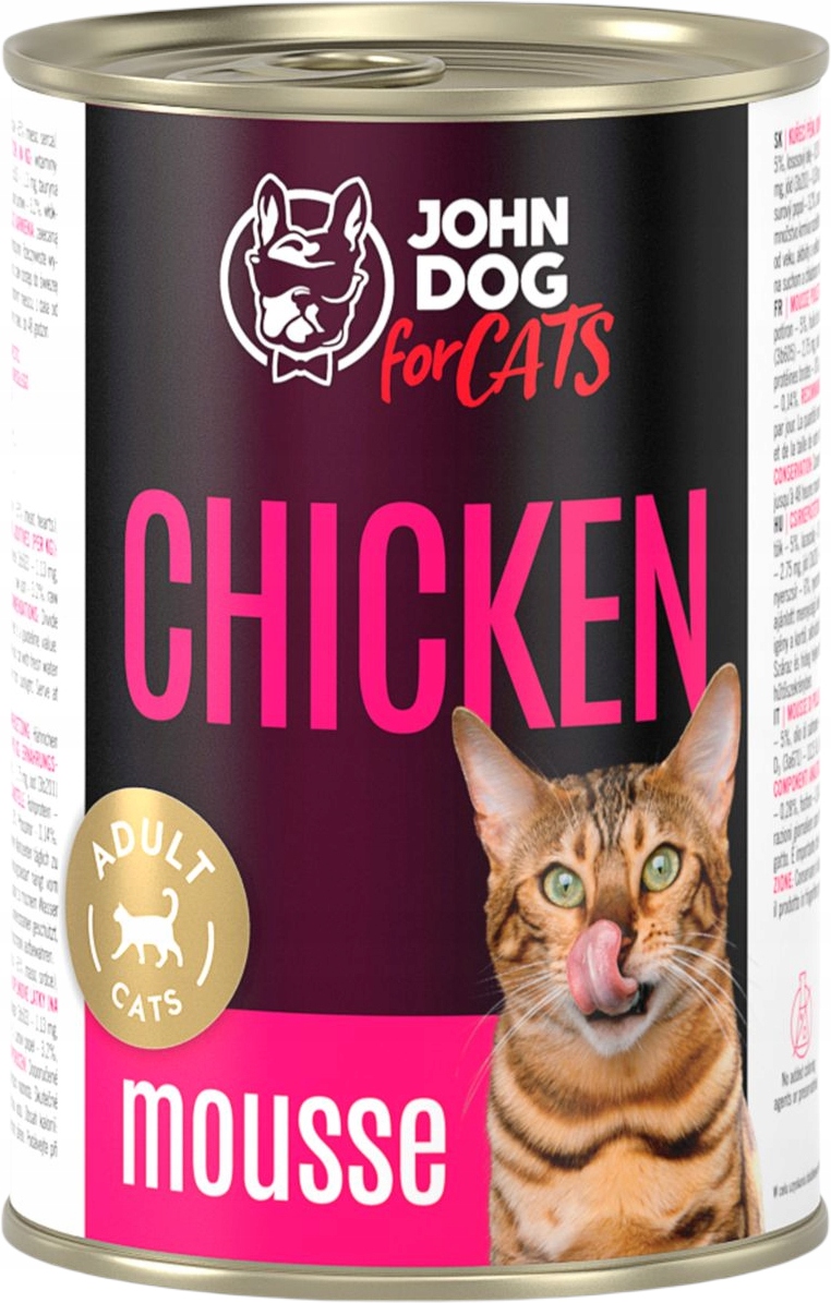 Levně 5X John Dog for Cats Mousse Kuřecí maso 400 g mokré krmivo pro kočky