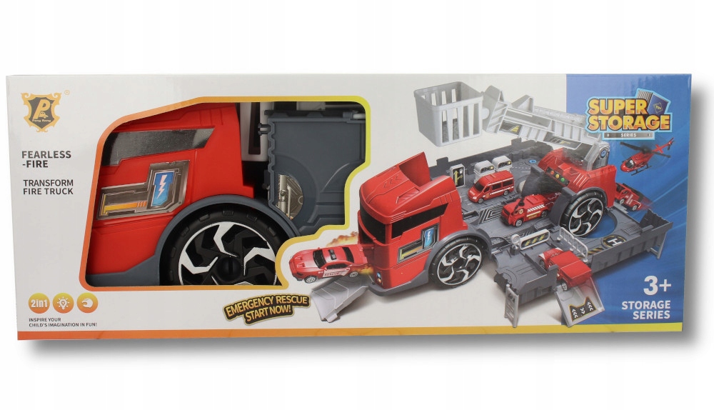 Rozkładany WÓZ STRAŻACKI z samochodzikami Bohater brak