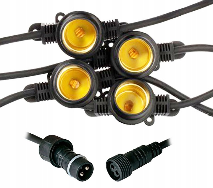GIRLANDA OGRODOWA ŁAŃCUCH ŚWIETLNY LAMPKI E27 230V 20M + 20 x LED Długość 2000 cm