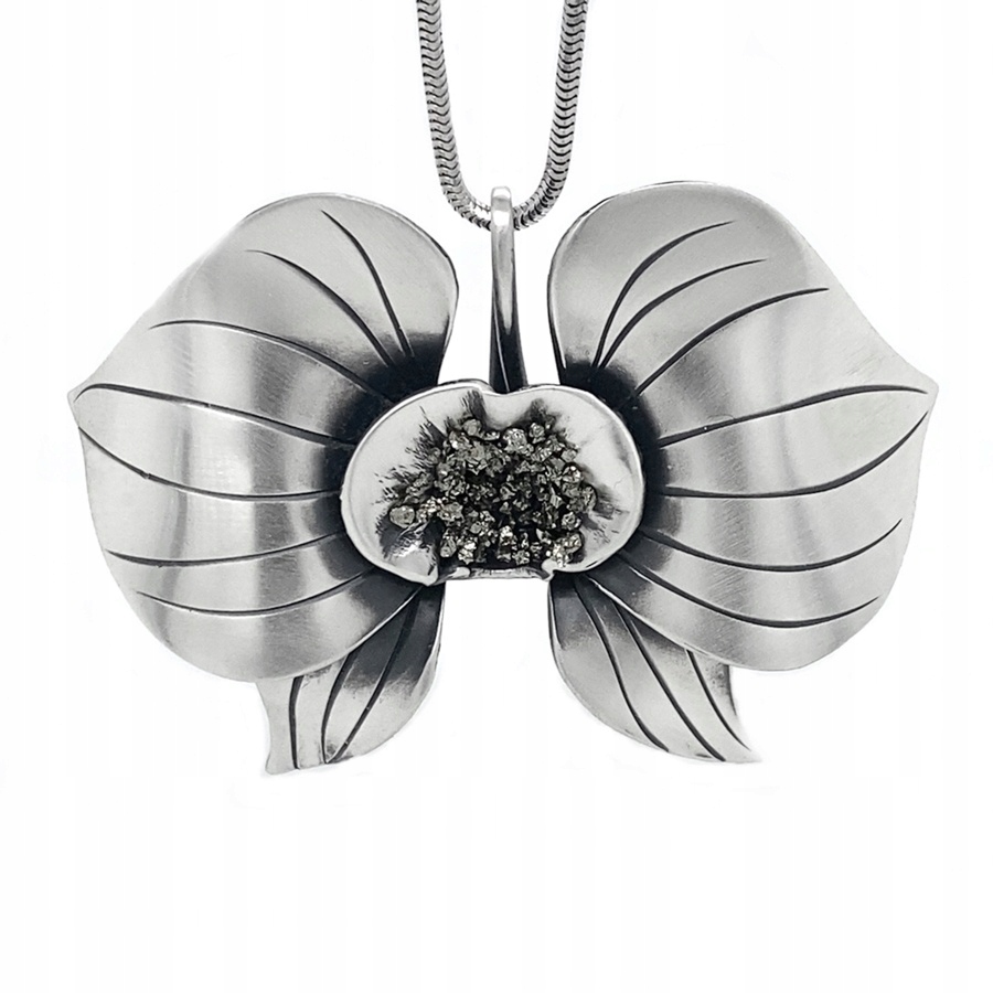 Stříbrný přívěsek ryzost 925 Orchidej Pyrit Stříbro Květ Dárek Gravírování