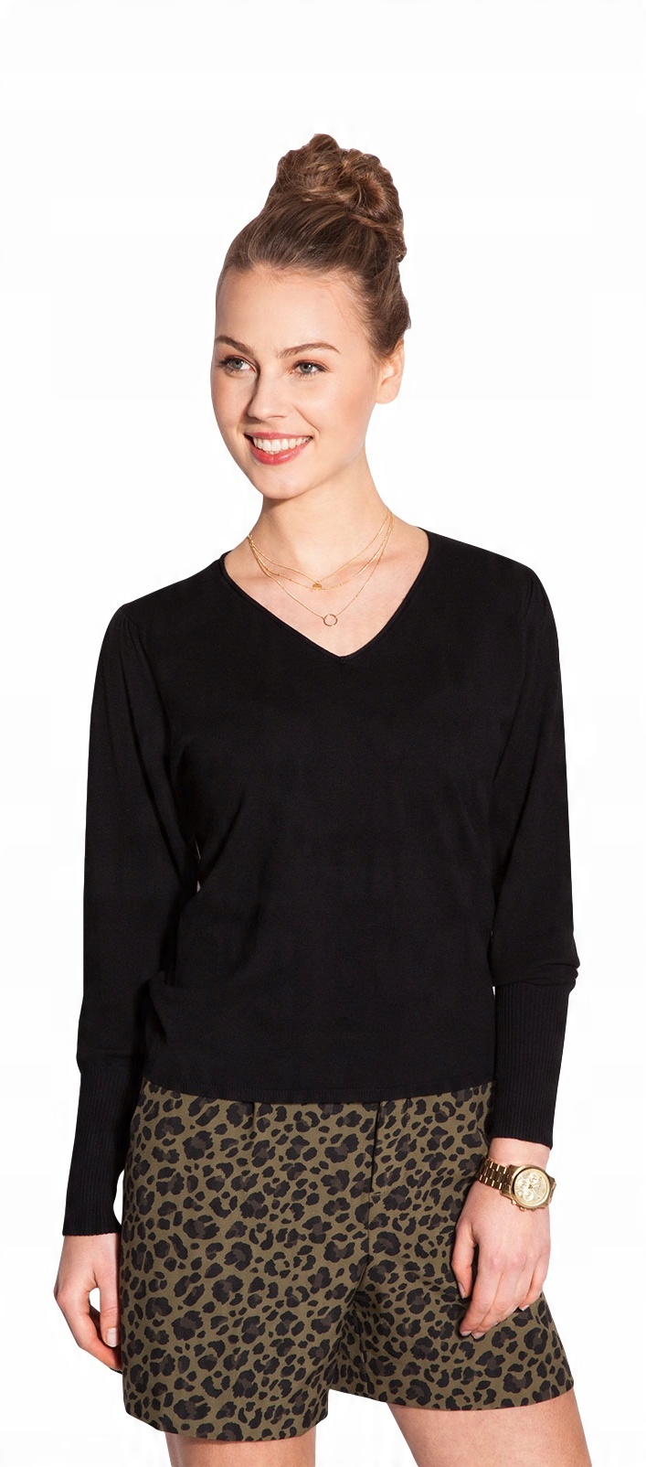 

Sweter Sweterek damski w serek Czarny *L