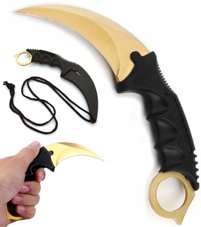 Nóż Karambit Fade Złoty Kosa Pazur Cs:go Survivalowy Taktyczny Ostry Etui