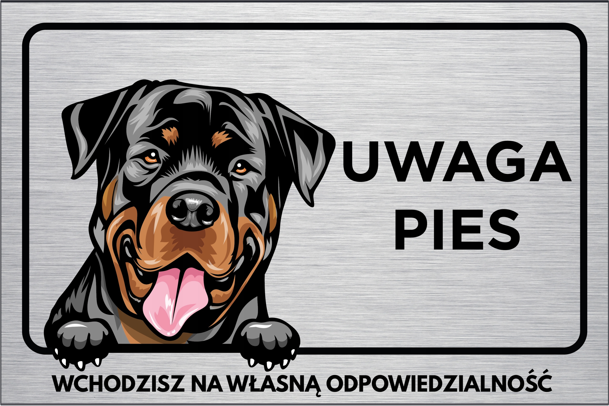 

Tabliczka Uwaga Pies Rottweiler 30x20 druk Uv