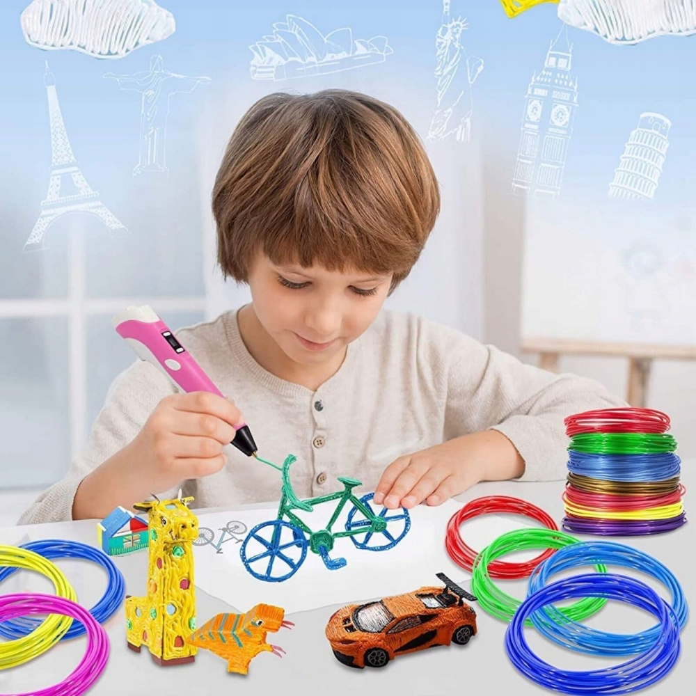 MAGICZNY DŁUGOPIS 3D 110M 21 KOLOROWYCH WKŁADÓW PEN 3 GENERACJA 2024 ZESTAW Technologia druku FFF