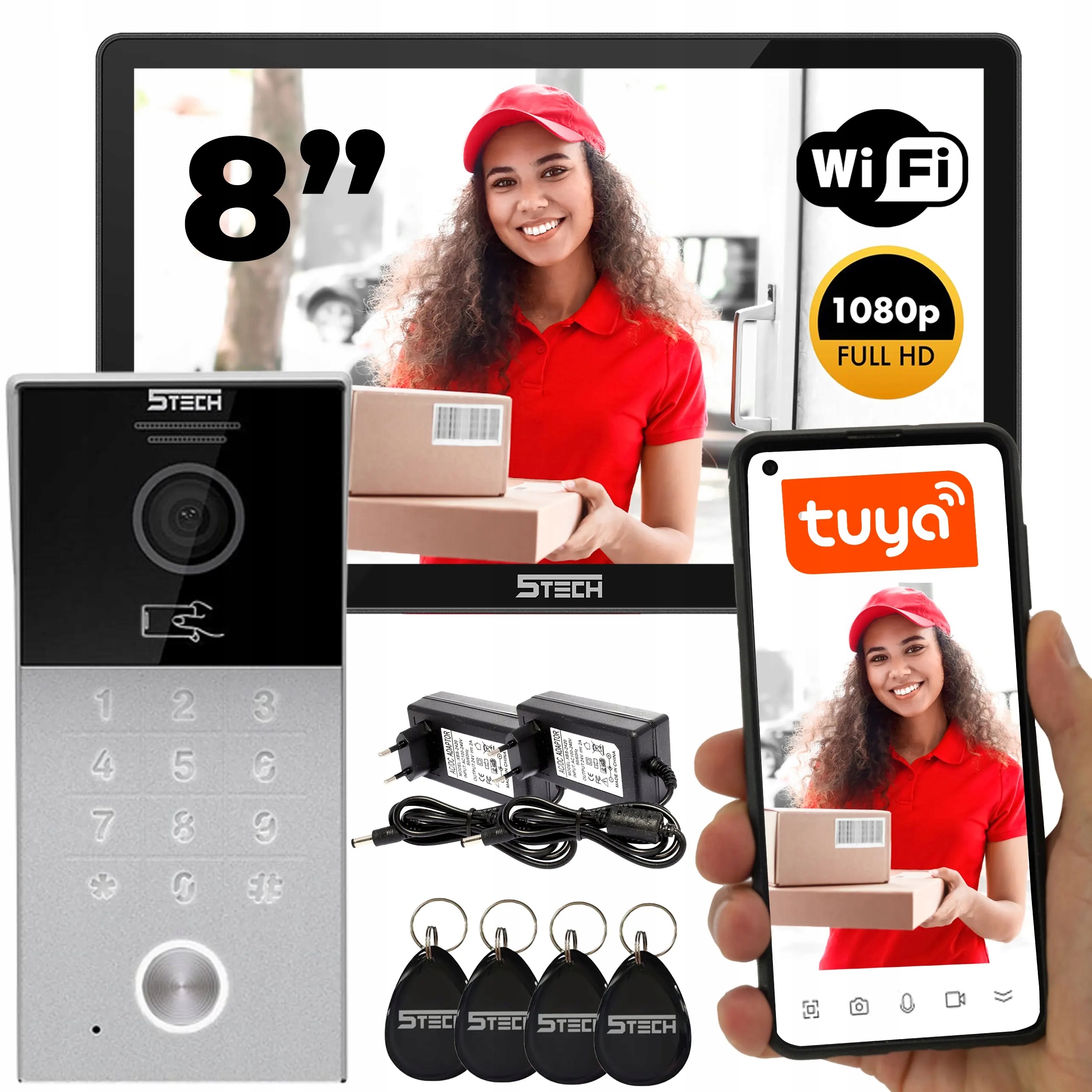 Wideodomofon 5TECH Verus Monitor Dotykowy Stacja Pogodowa Ips 8'' WiFi