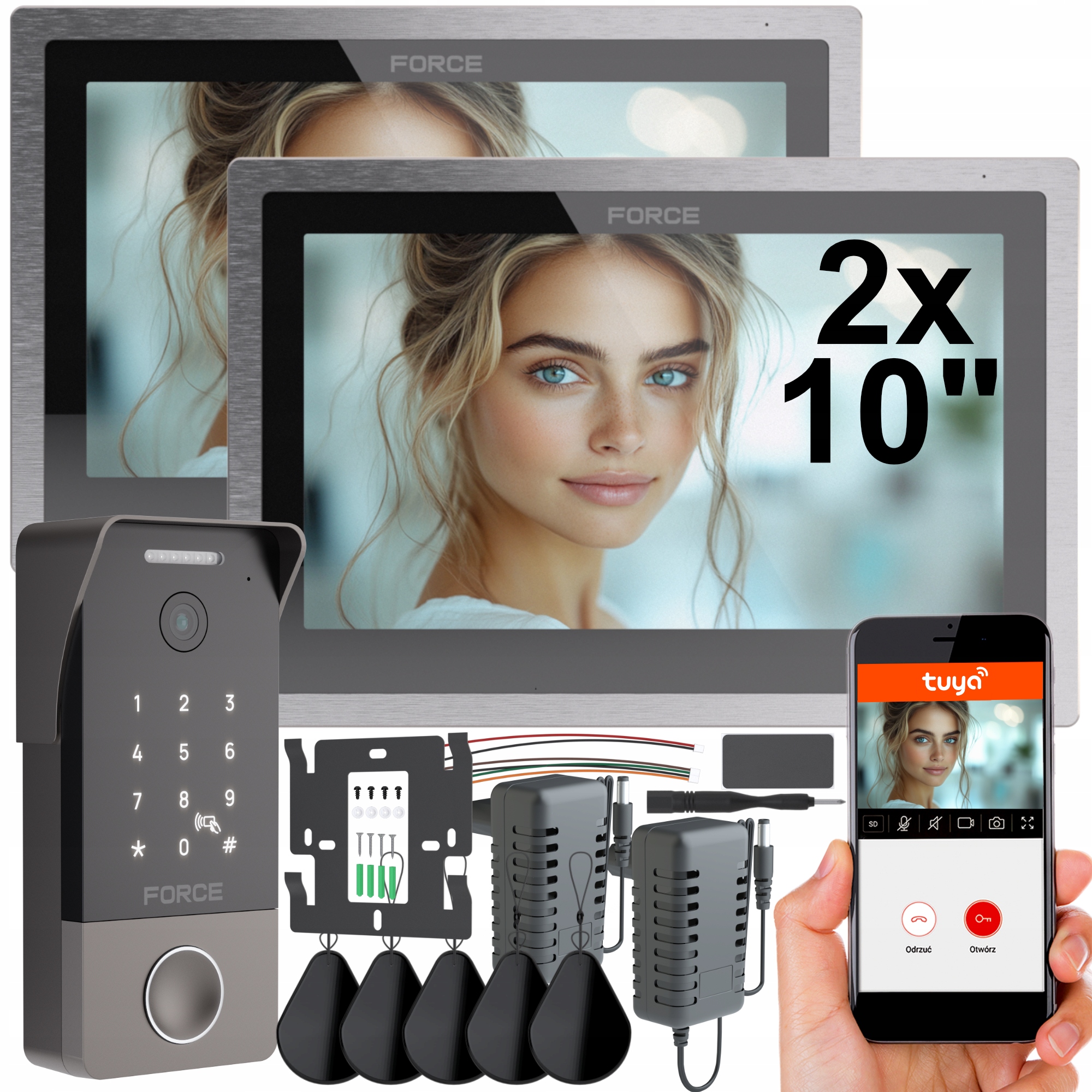 Videovrátnik Force Piano Duo 2x Monitor 10" Full Hd Tuya WiFi Kľúčenky