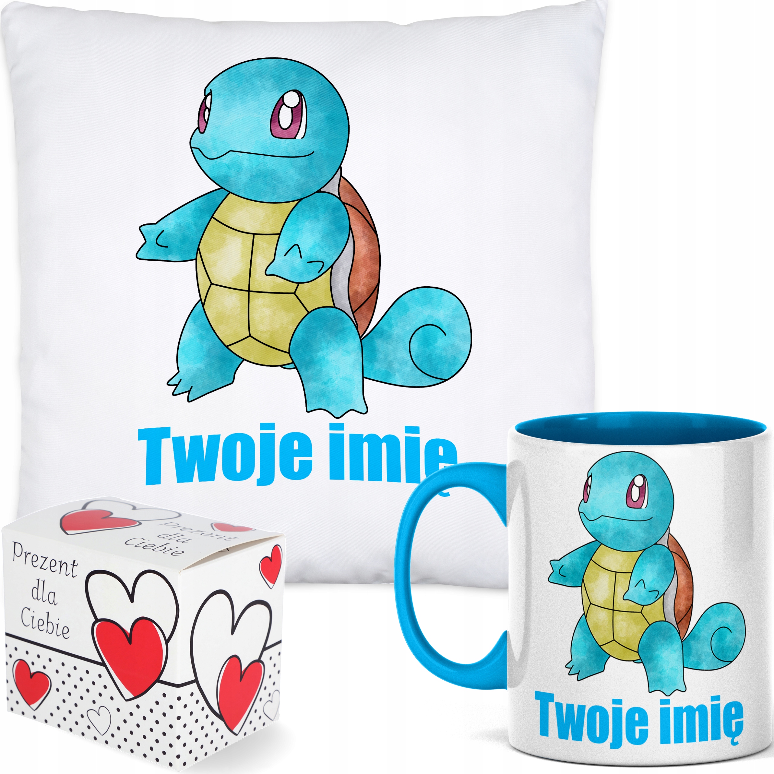 

Poduszka Kubek Plecak Pokemon squirtle Imię
