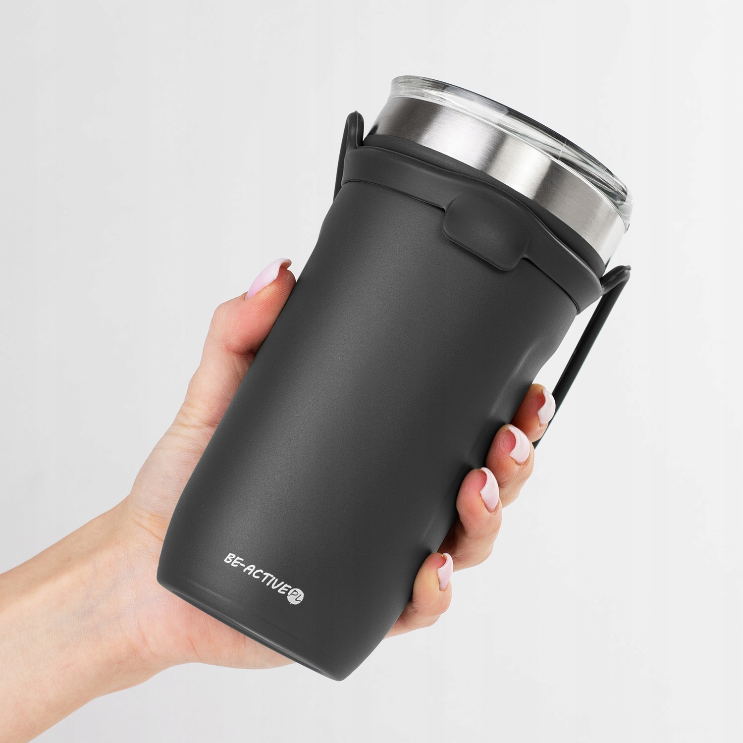Kubek termiczny termos duży 550ml na herbatę kawę napój podróżny szary — 19
