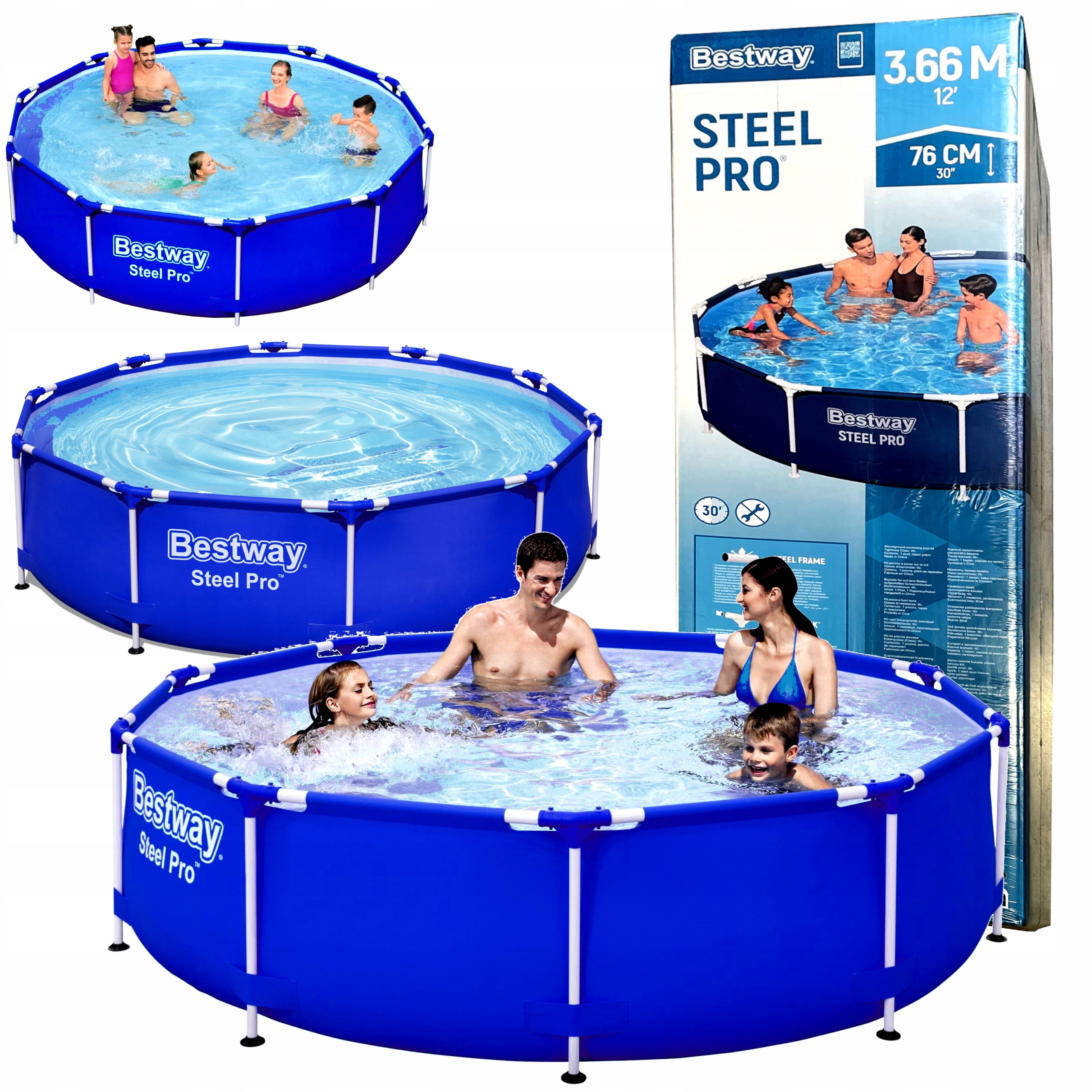 Bazen Bestway 366x76 Záhradný Steel Pro Okrúhly S Roštom