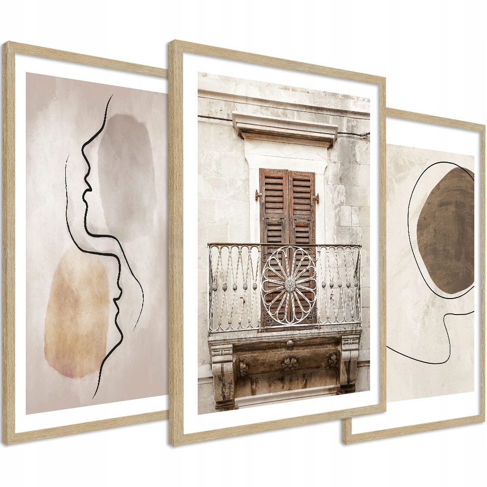 3 nowoczesne obrazy do salonu w ramie dekoracje zestaw 3x30x40 cm.tryptyk