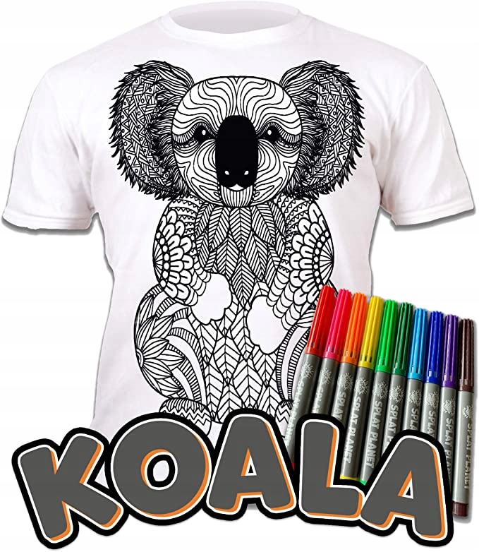 DIY MIŚ KOALA MANDALA KOSZULKA DO MALOWANIA + 10 zmywalne markery 7-8 lat Marka Splat Planet