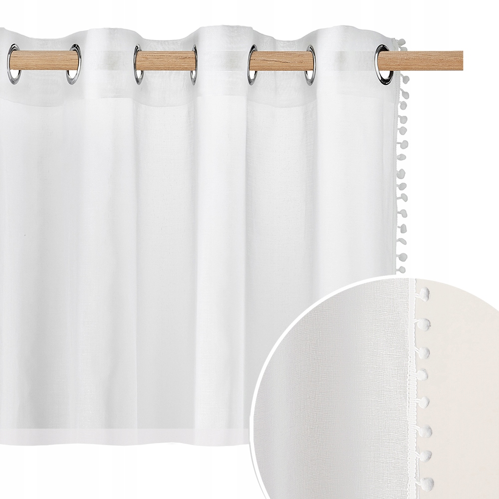 

Firanki gotowe do kuchni pompony 400x150 białe Ms