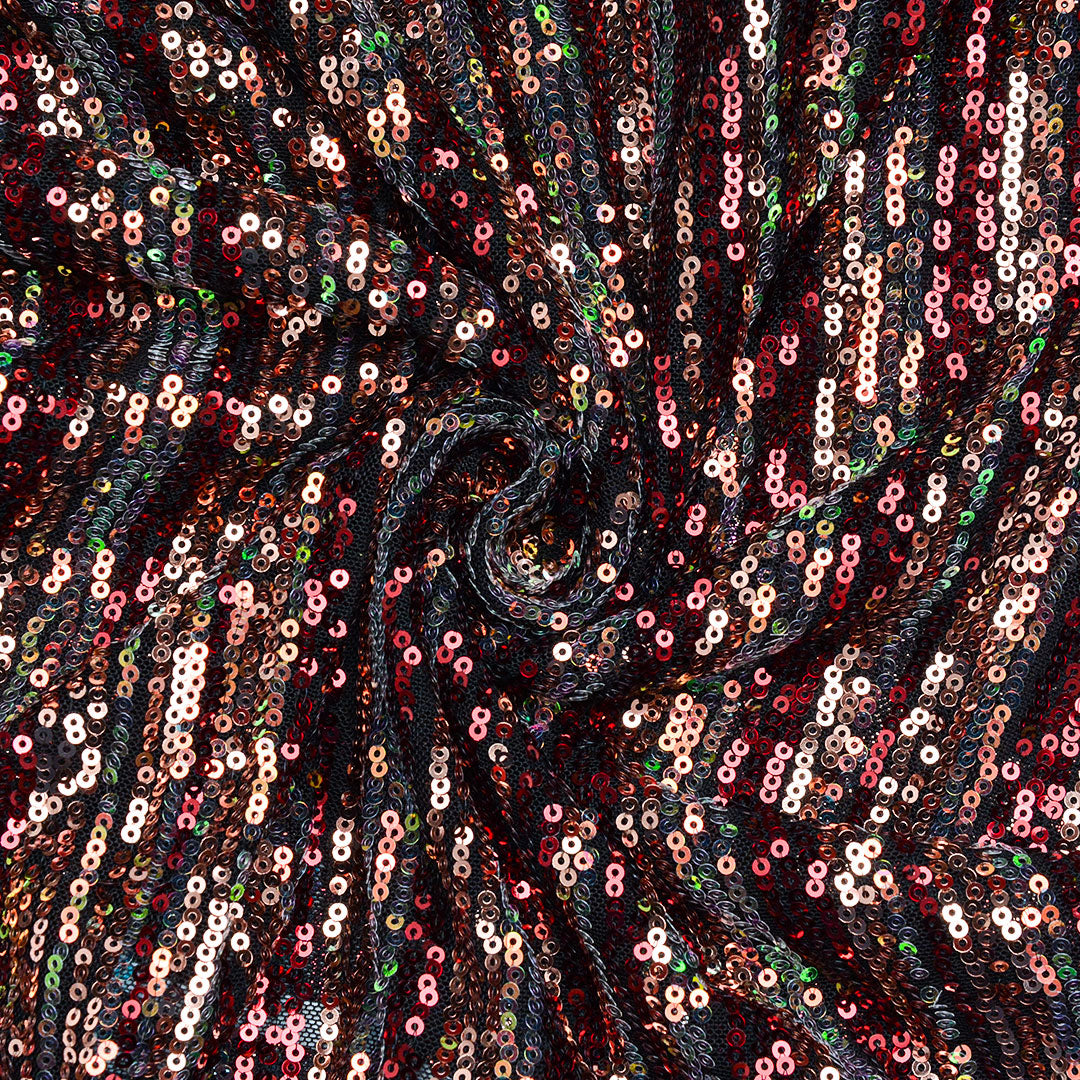 Cekinová tkanina Exkluzivní Multi-Barvy Bordová