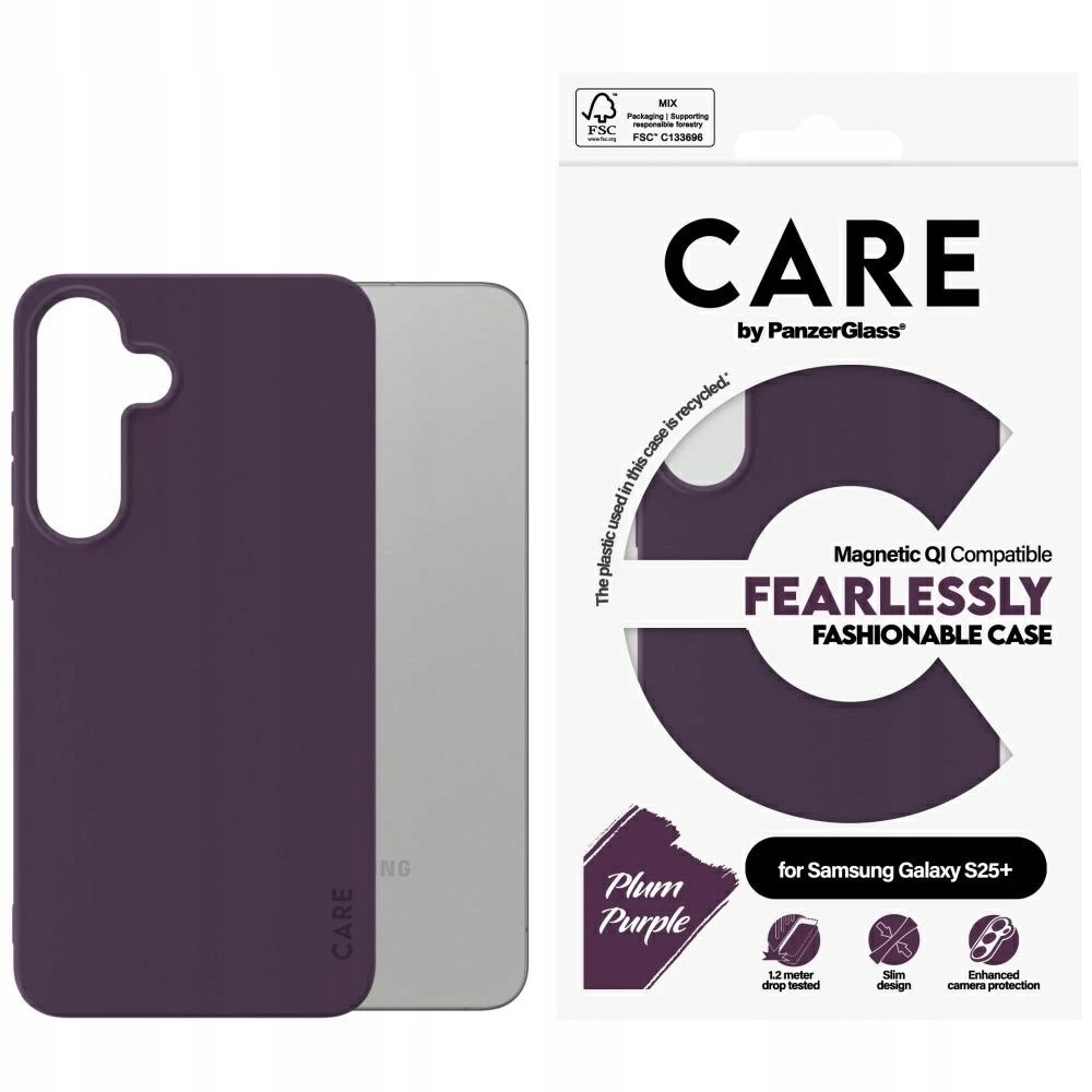 Etui Care by PanzerGlass Fashion Qi do Samsung Galaxy S25+ fioletowy