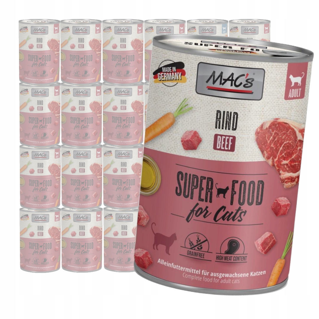 Levně MAC's Cat Mokré Krmivo Pro Kočky Hovězí 24x400g