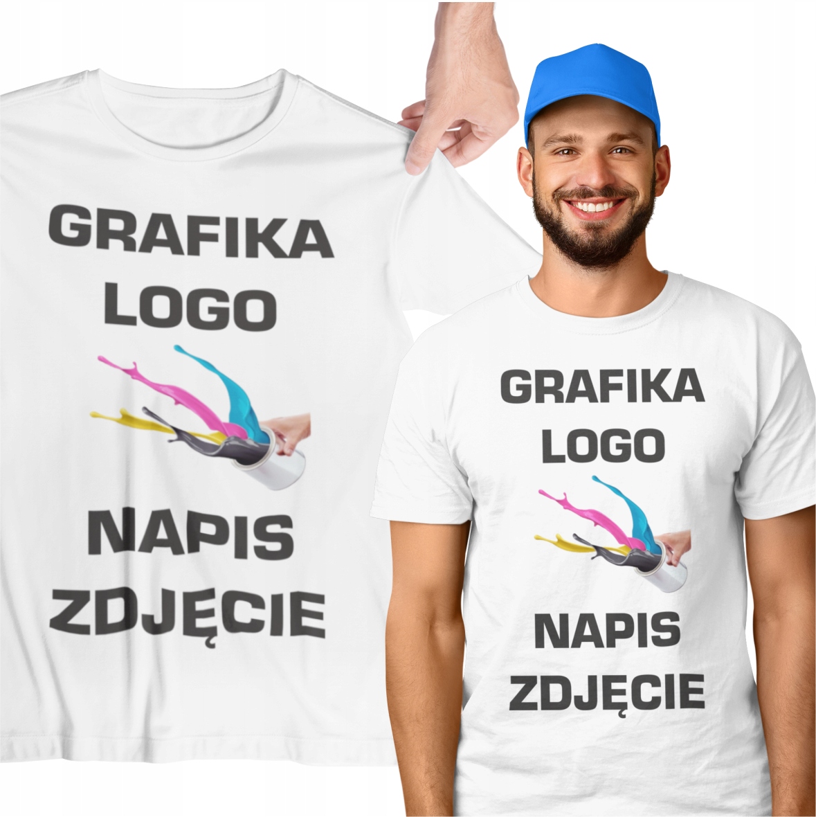 

Koszulka Męska z własnym nadrukiem Biała L A4