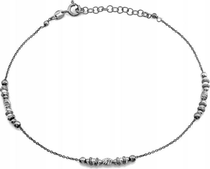 Stříbrný náramek 925 na nohu/kostku s kuličkami pro ženy, délka 25 cm