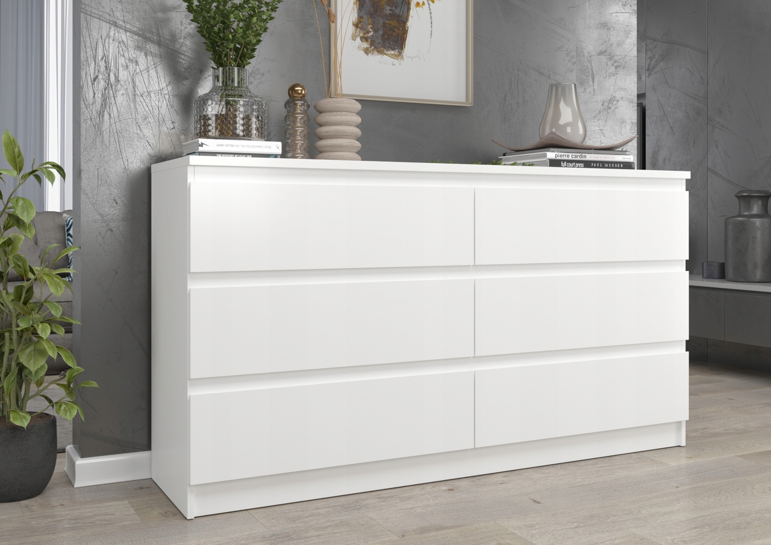 KOMODA SZAFKA STELLA 6S 150 CM BIAŁA DUŻA MAT MAFMEBLE Marka MAFmeble