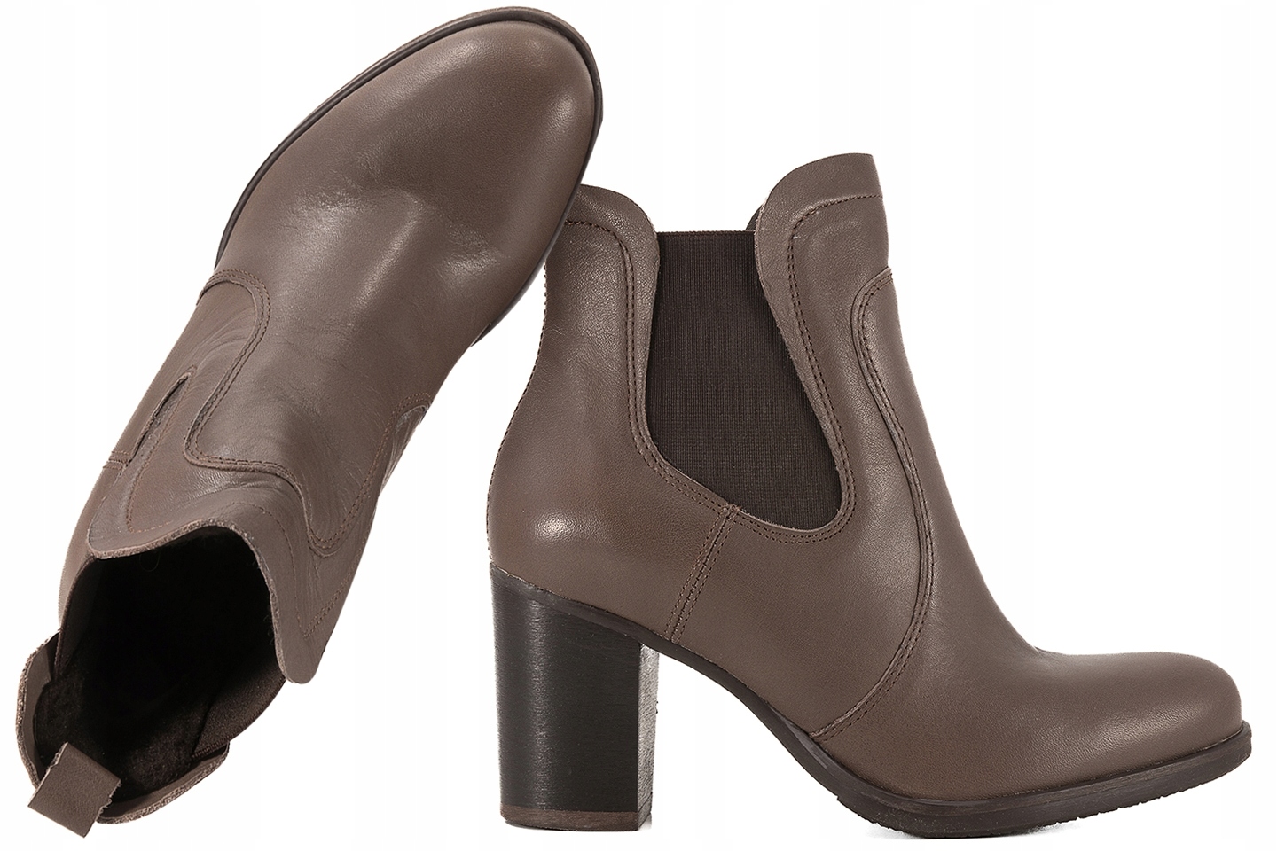 Kaniowski K-1072/23 Kožené Kozačky Kotníkové Boty Zimní Zateplené Na Podpatku 40