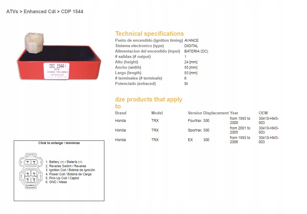 Modul Zapaľovania Dze CDI Honda TRX300 Fourtrax 93-00, Ex 93-06, Sportrax 01-05