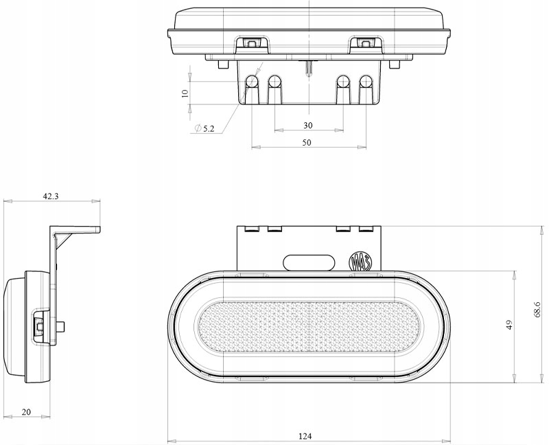 LAMPA OBRYSOWA CZERWONA LED NA TYŁ DIODOWA 24V WAŚ Producent części WAŚ