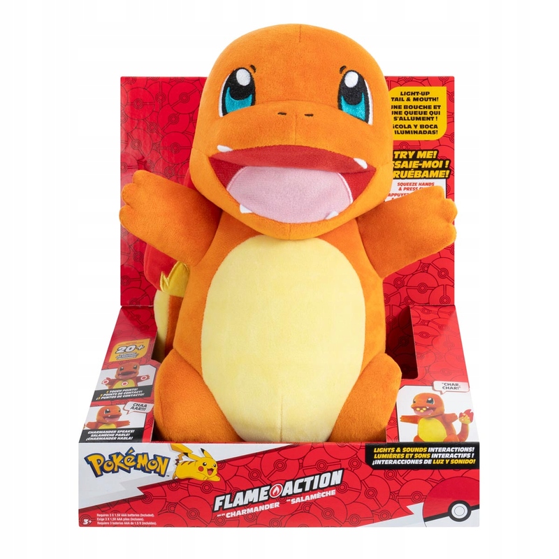 Pokemon Flame Action Charmander zabawka interaktywna pluszak 25 cm