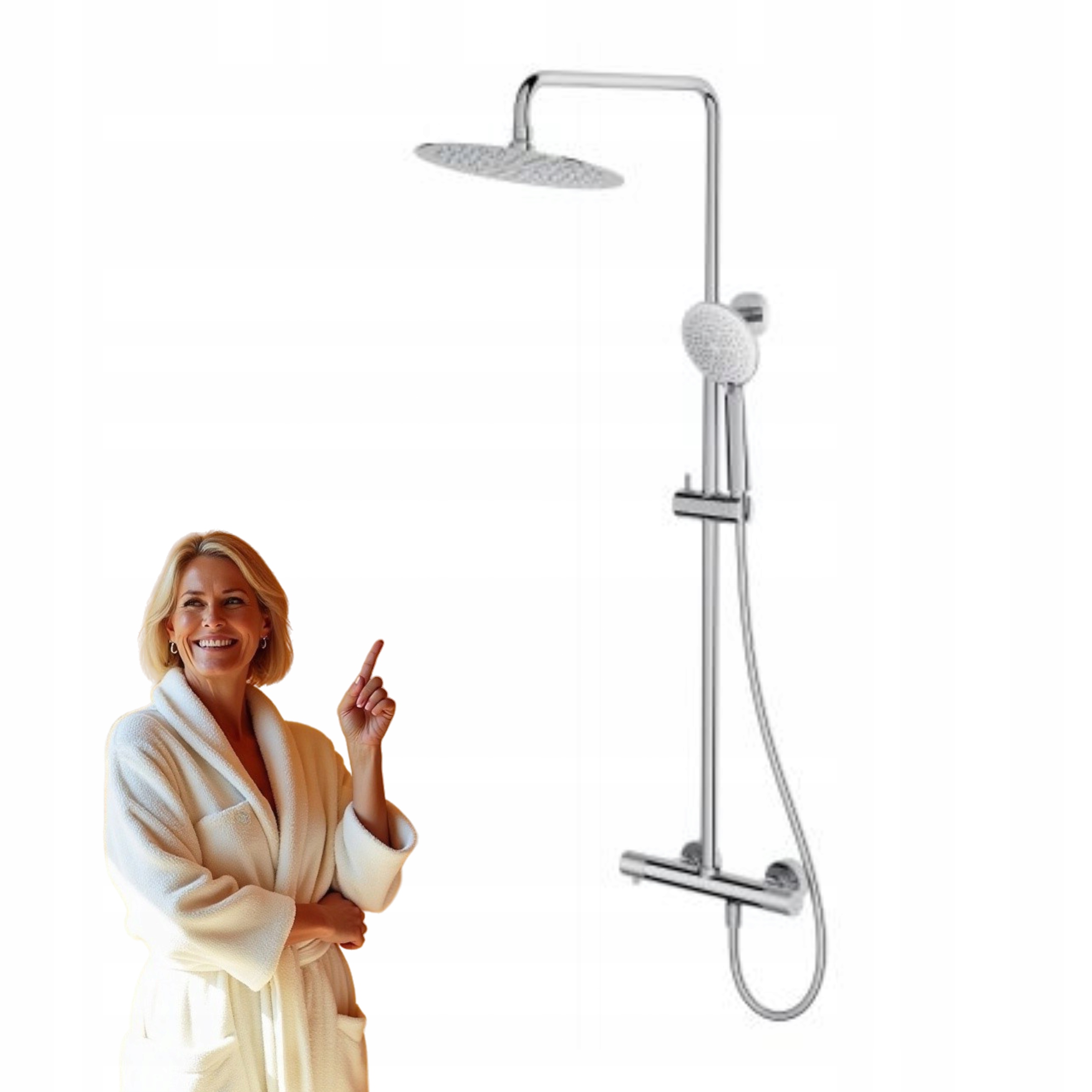 Cersanit Zen sprchový set termostatická nástěnná s dešťovou sprchou, chrom