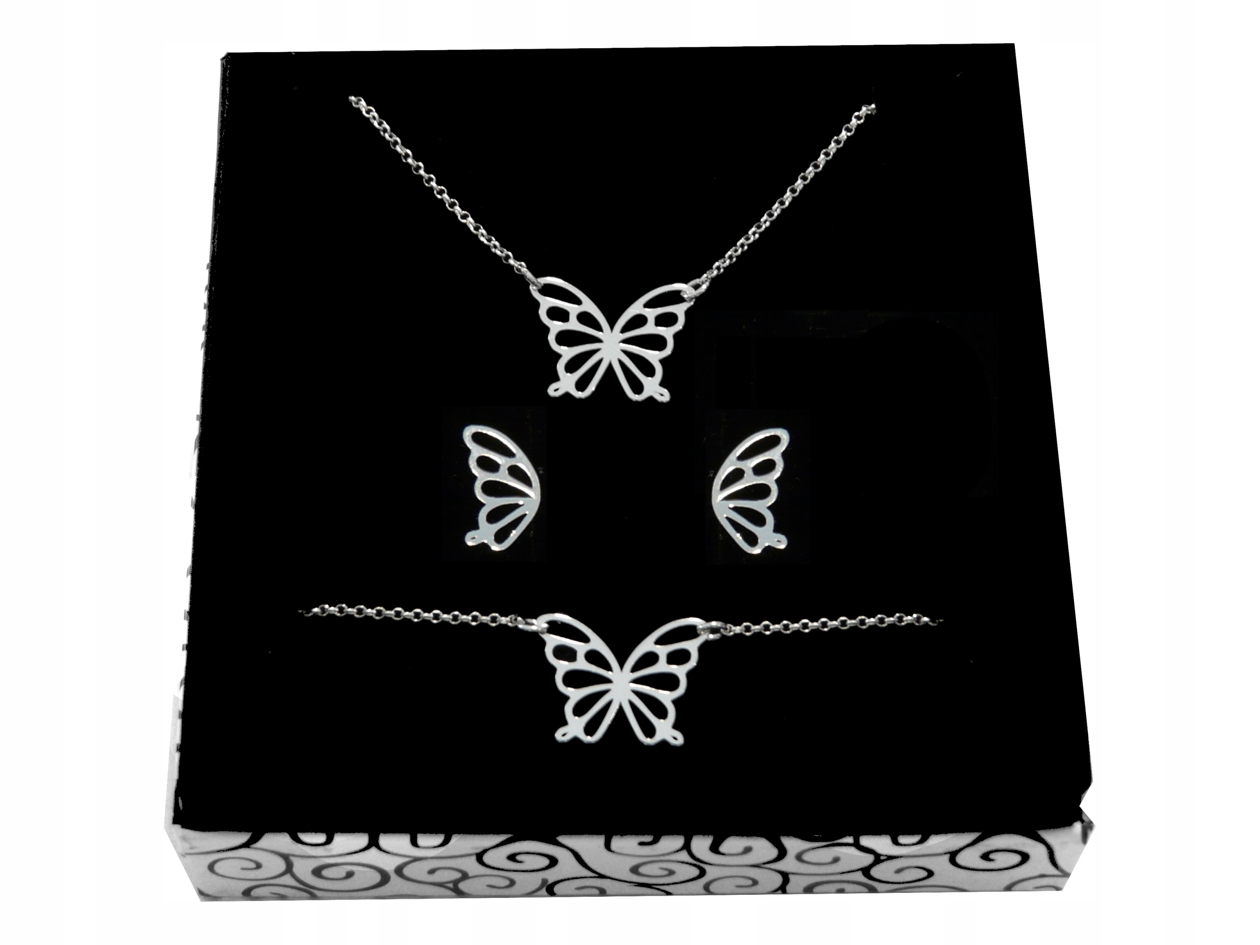 

Srebrny Komplet Ażurowy Motylek srebro 925