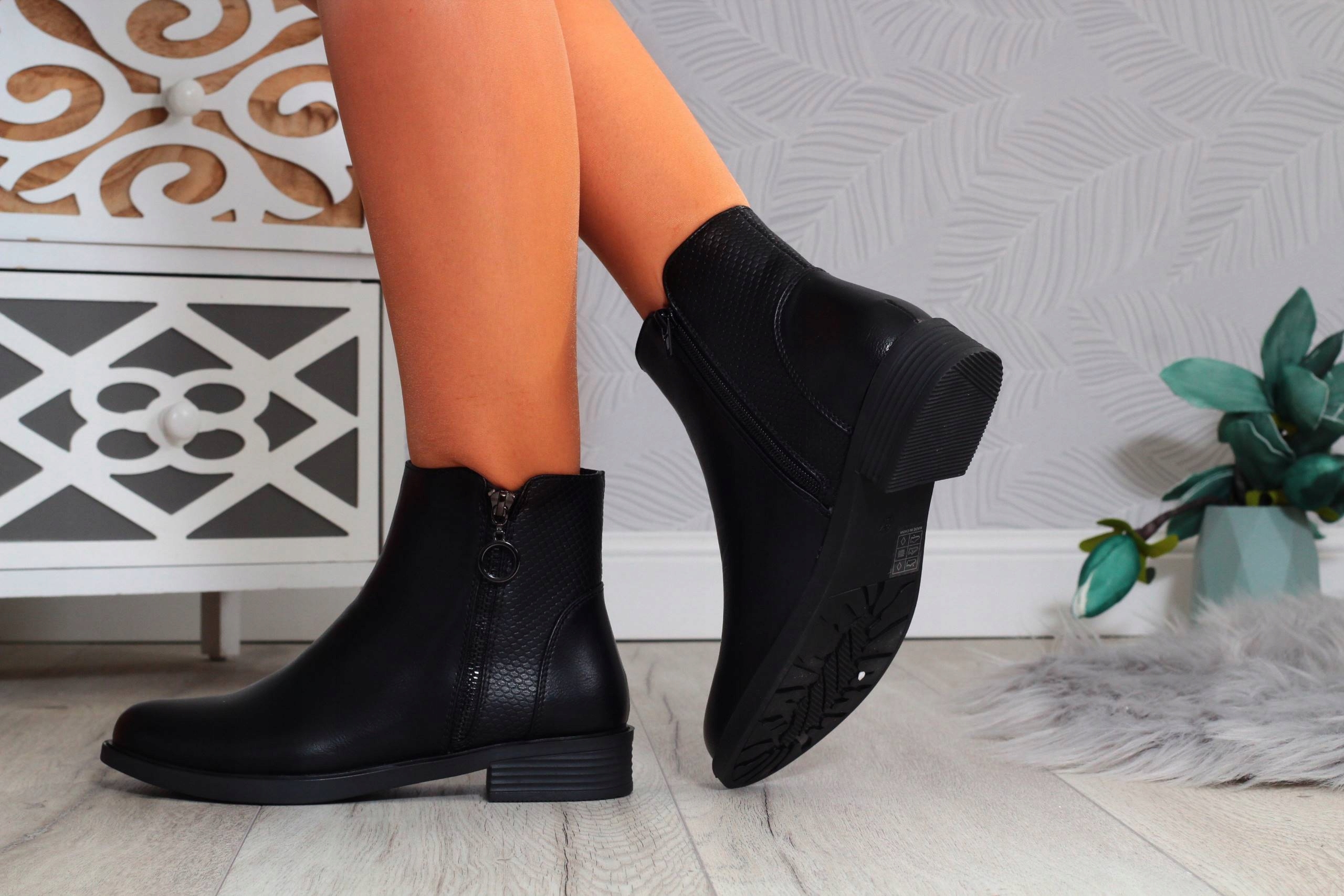 BOTKI DAMSKIE BUTY SZTYBLETY OCIEPLANE LEKKIE Rozmiar 41