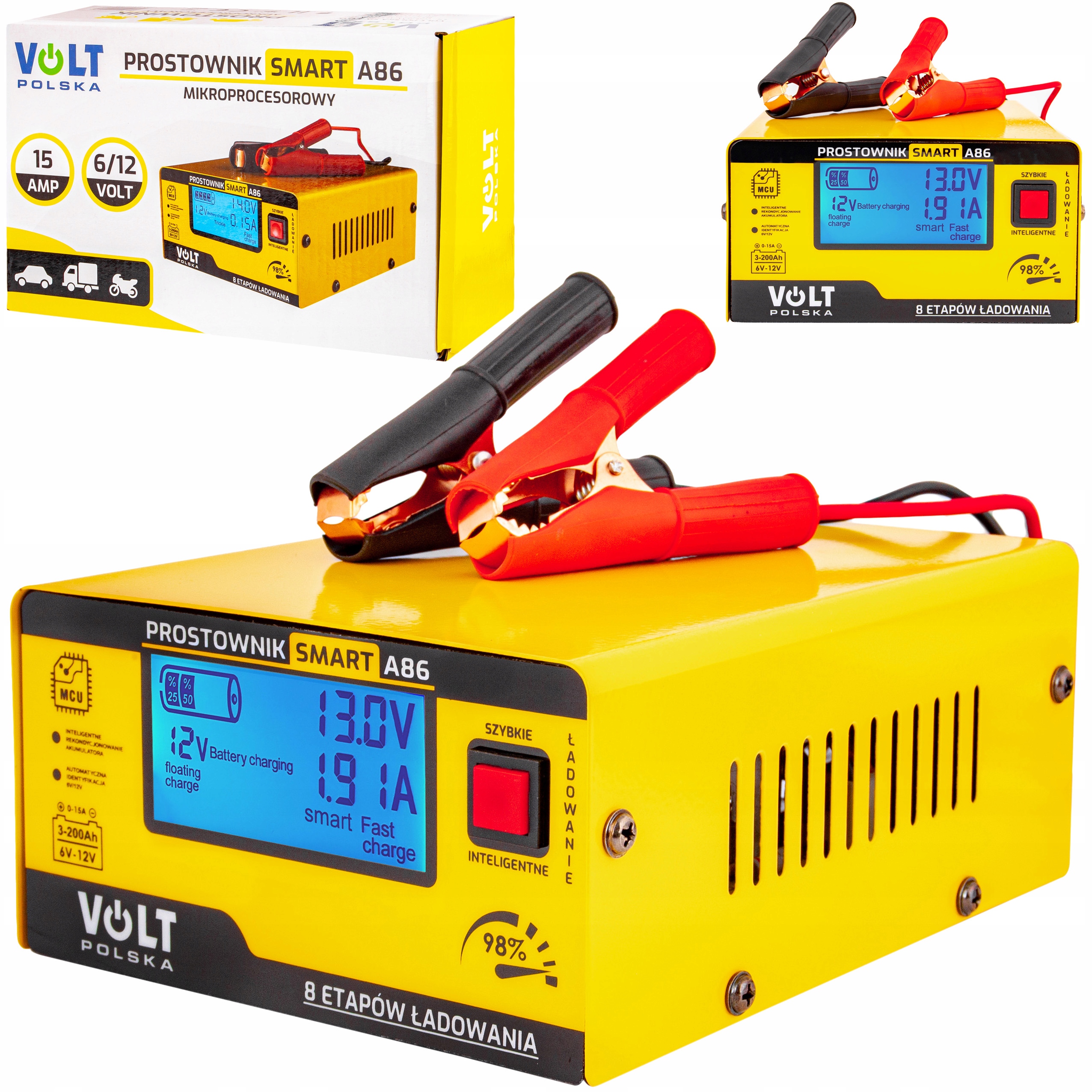 

Ładowarka Prostownik Do Akumulatora LCD 6V 12V 15A