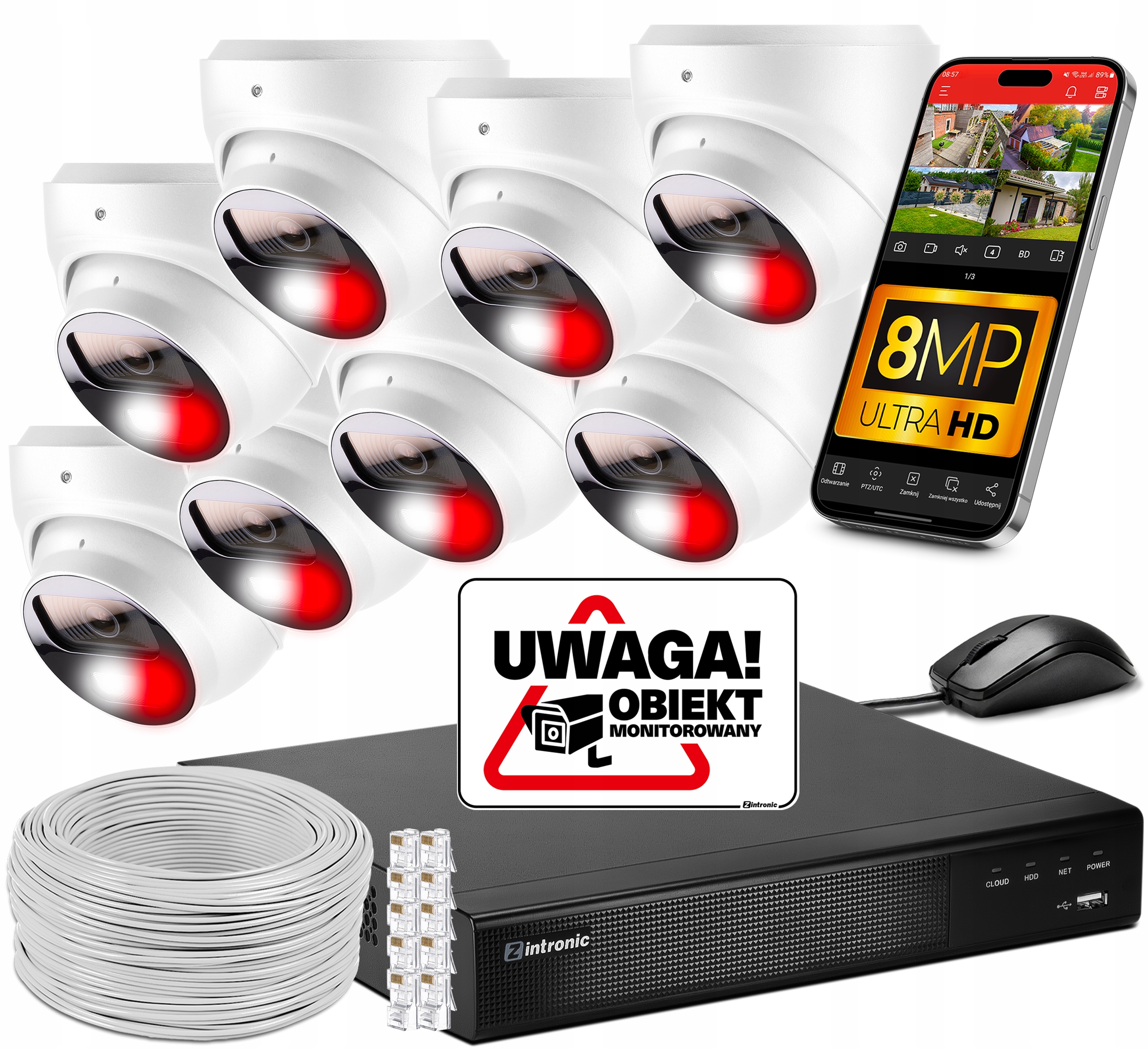 Sada monitorování 8 kamer Poe 4K Uhd 8MPx Bez Disku Detekce, Záznam Zvuku