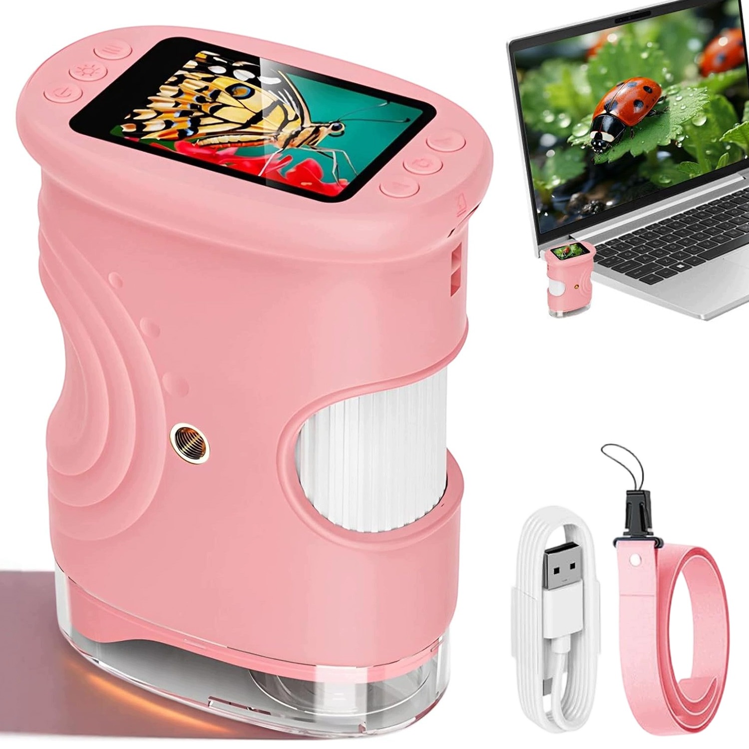 Sada Digitálních Mikroskopů Led Obrazovka Hd 1000X Vzdělávací Kapesní Usb