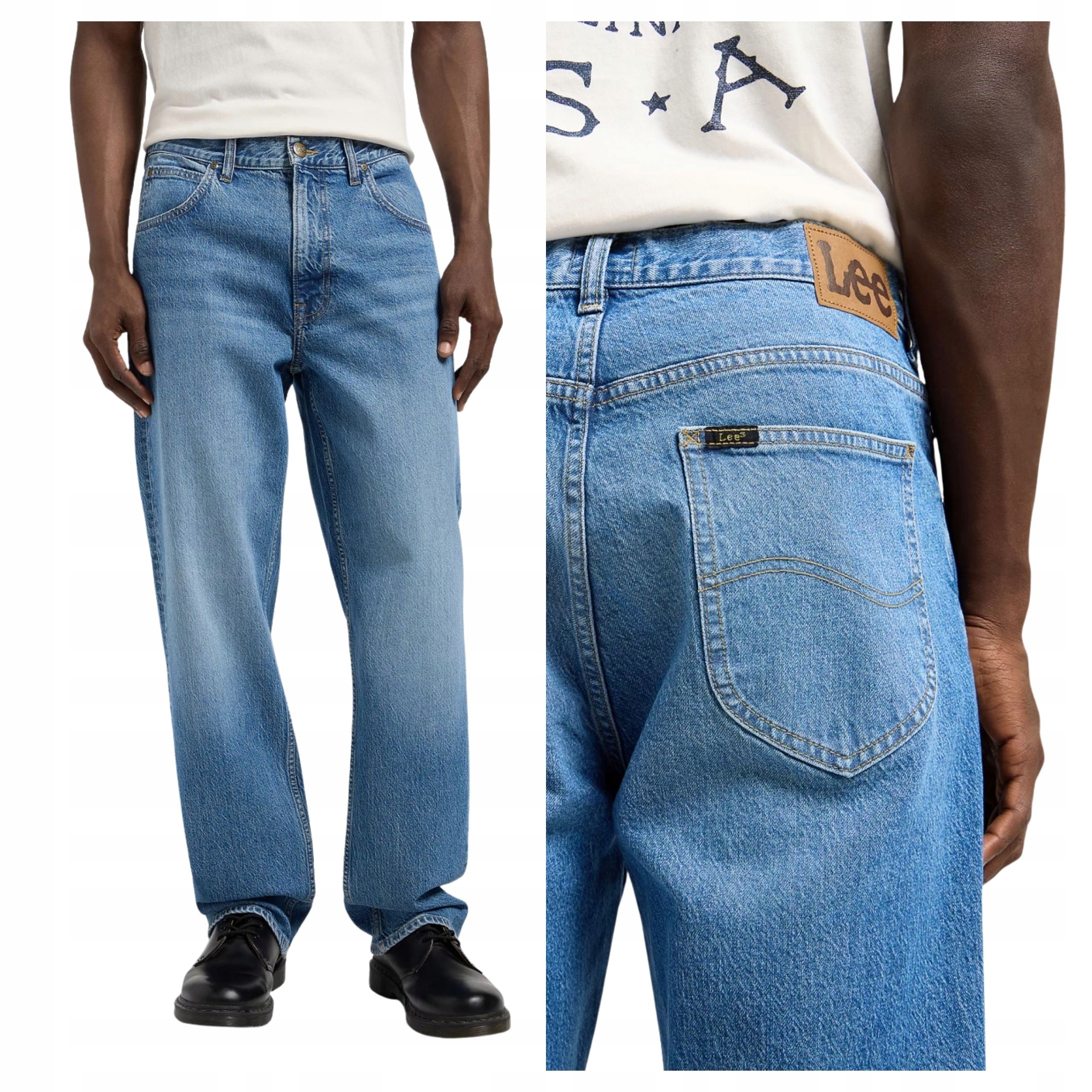 Pánské džínové kalhoty Lee Asher Regular Fit Jednoduché modré W32 L32