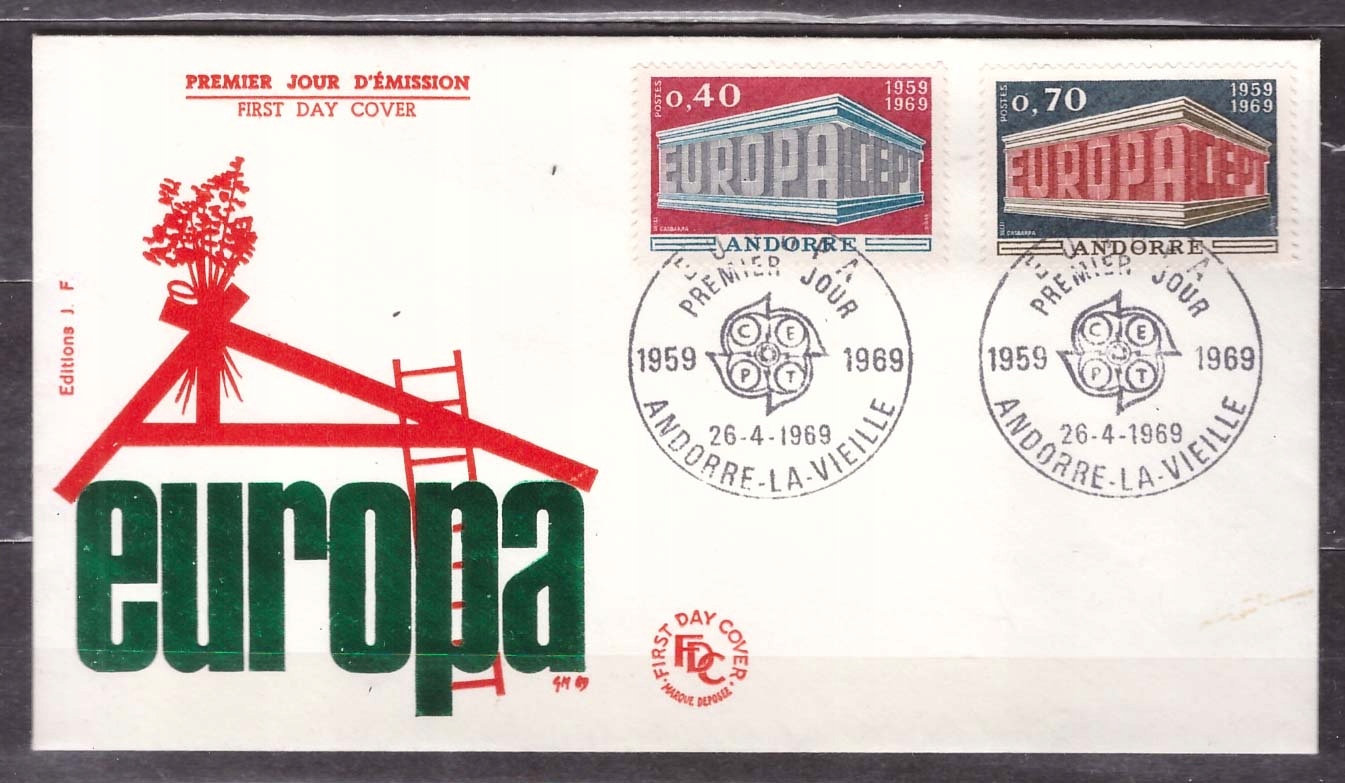 Andora Fr CEPT Europa koperta FDC 1969 (1)