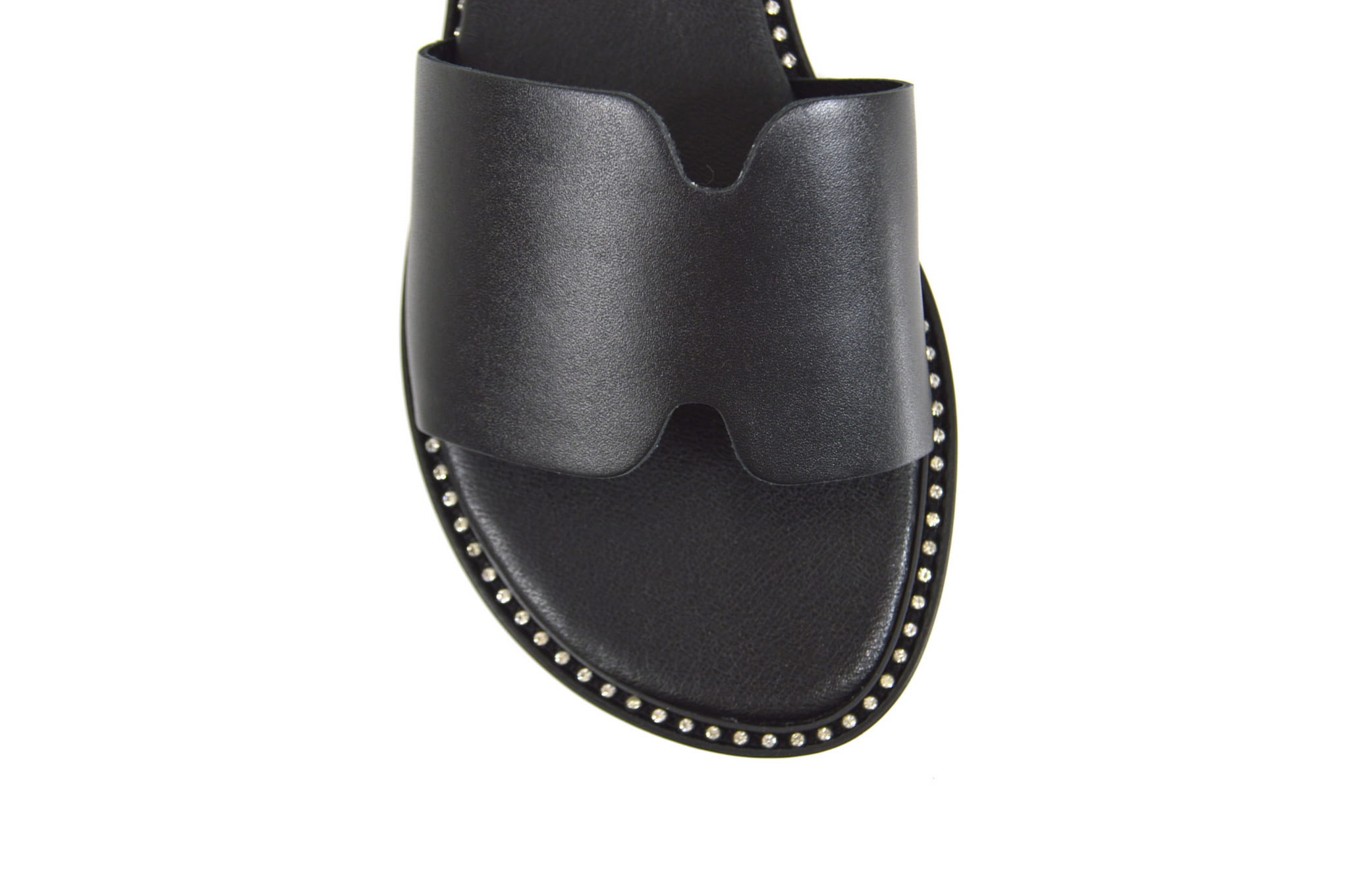 Czarne klapki skórzane z ozdobnym spodem - 36, Czarny Stan opakowania oryginalne