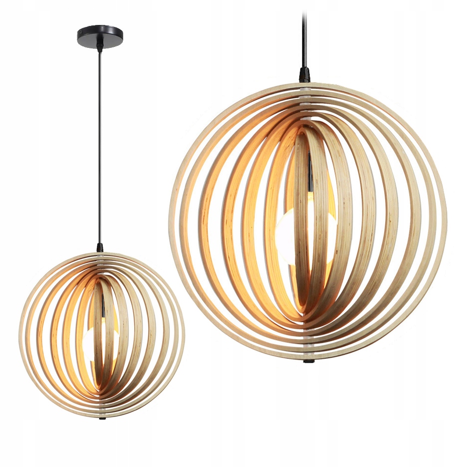 Závesná Lampa Boho Bambusová Prírodná Japandi Krúžky